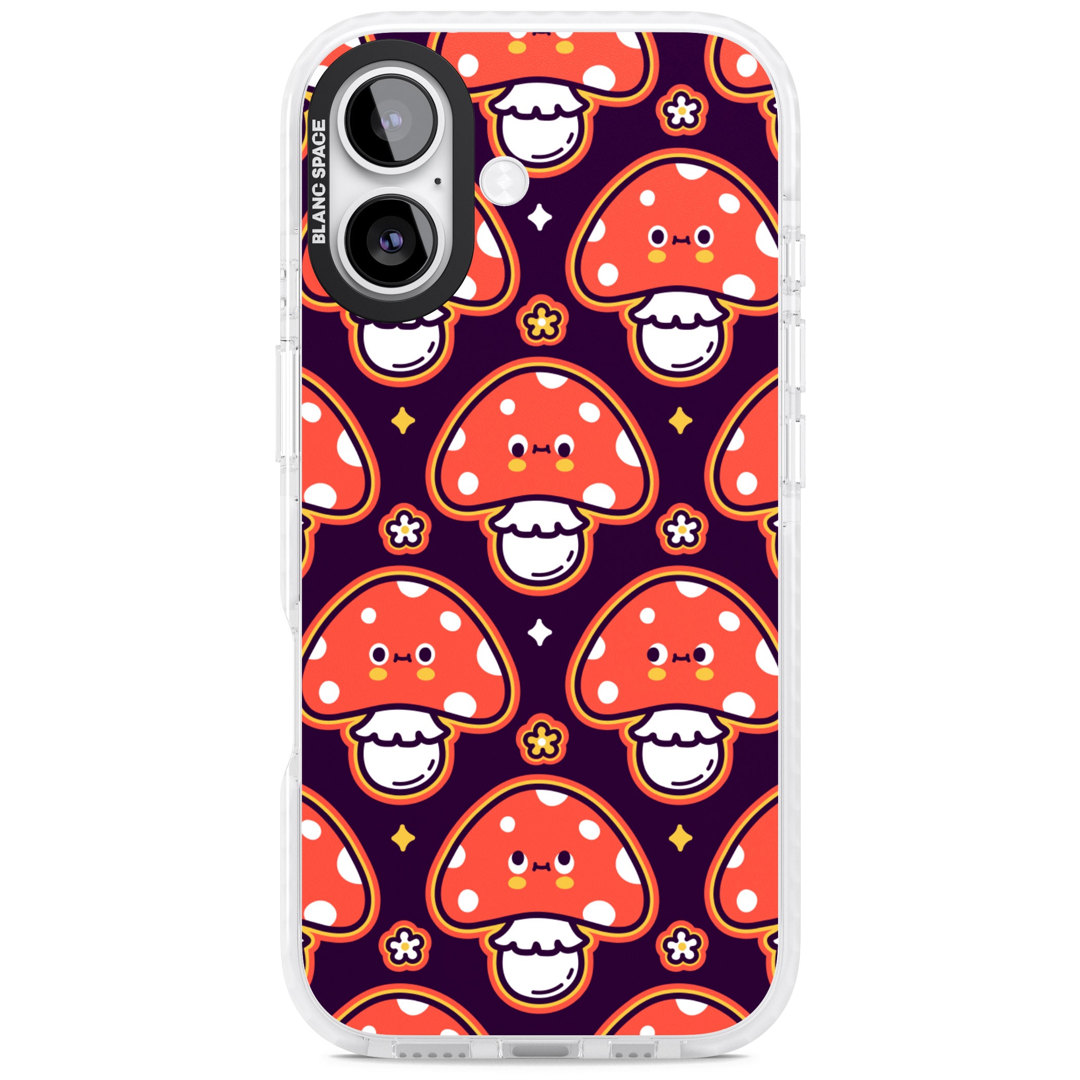 Mushroom Kawaii Pattern iPhone 17 Impact Pro Clear Phone Case