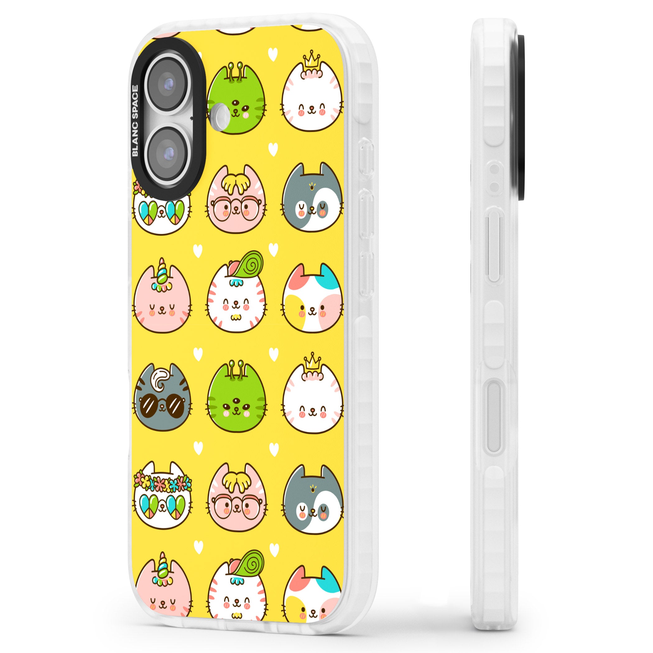 Mythical Cats Kawaii Pattern iPhone 17 Impact Pro Clear Phone Case Side Profile