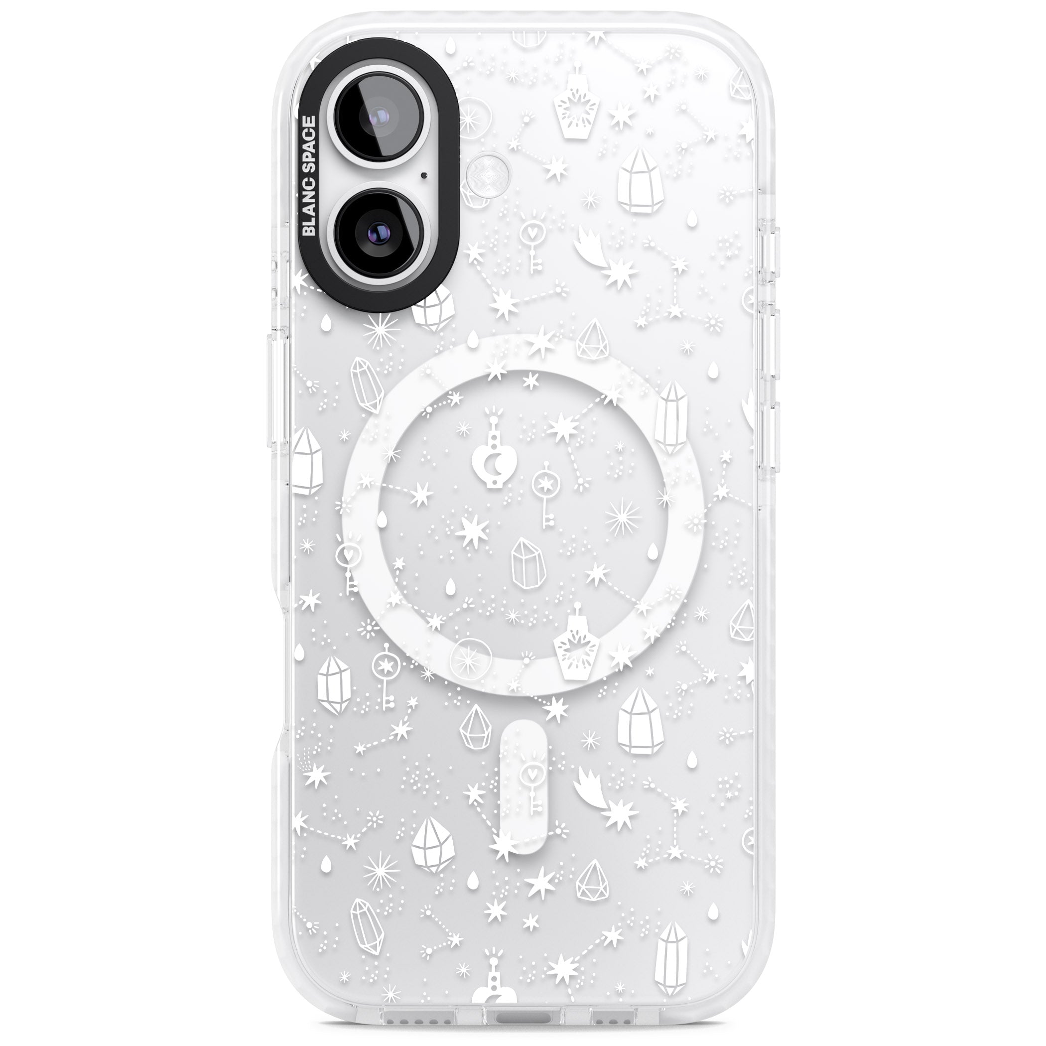 White Cosmic Crystal iPhone 17 Impact Pro Clear Phone Case
