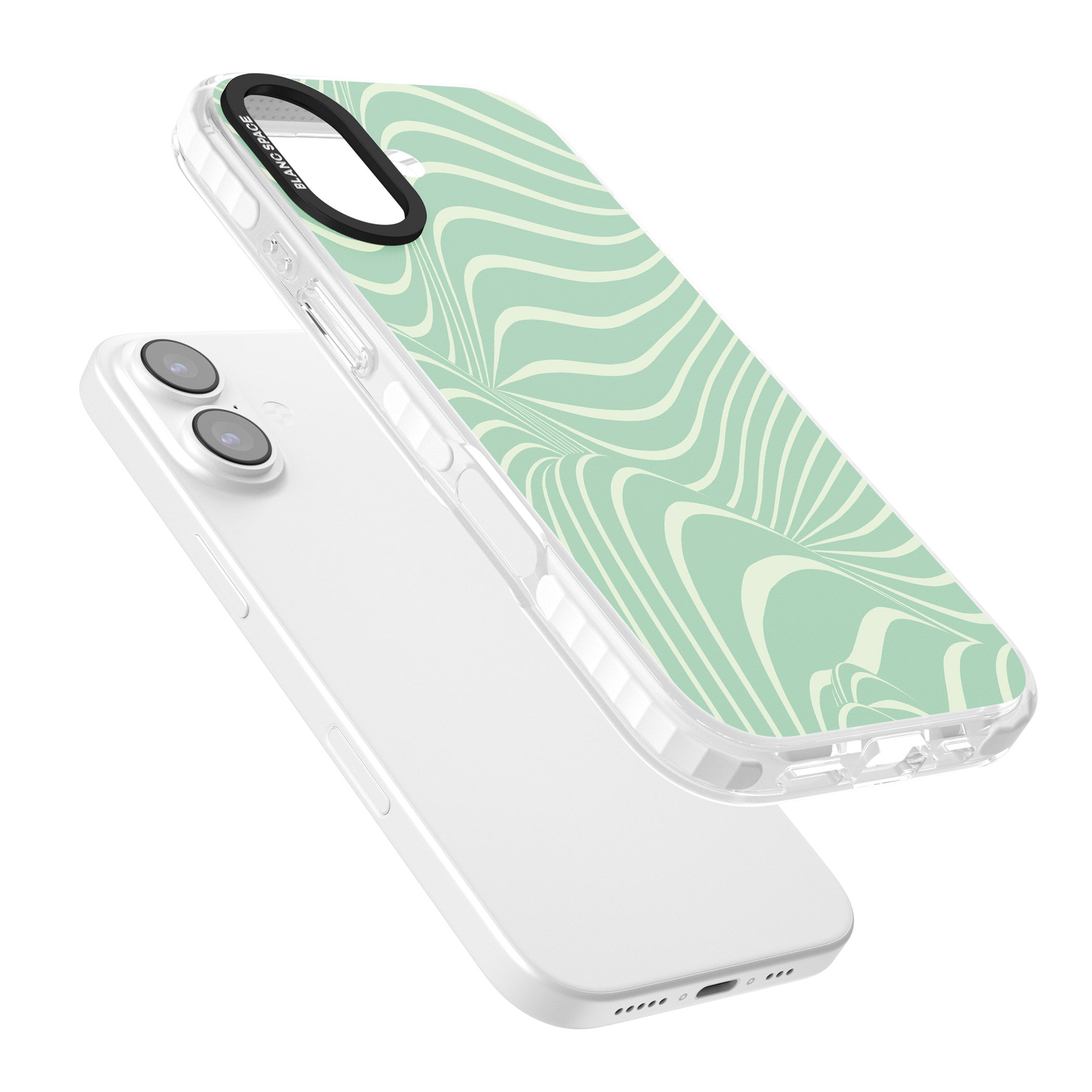Mint Green Distorted Line iPhone 17 Impact Pro Clear Phone Case Colours