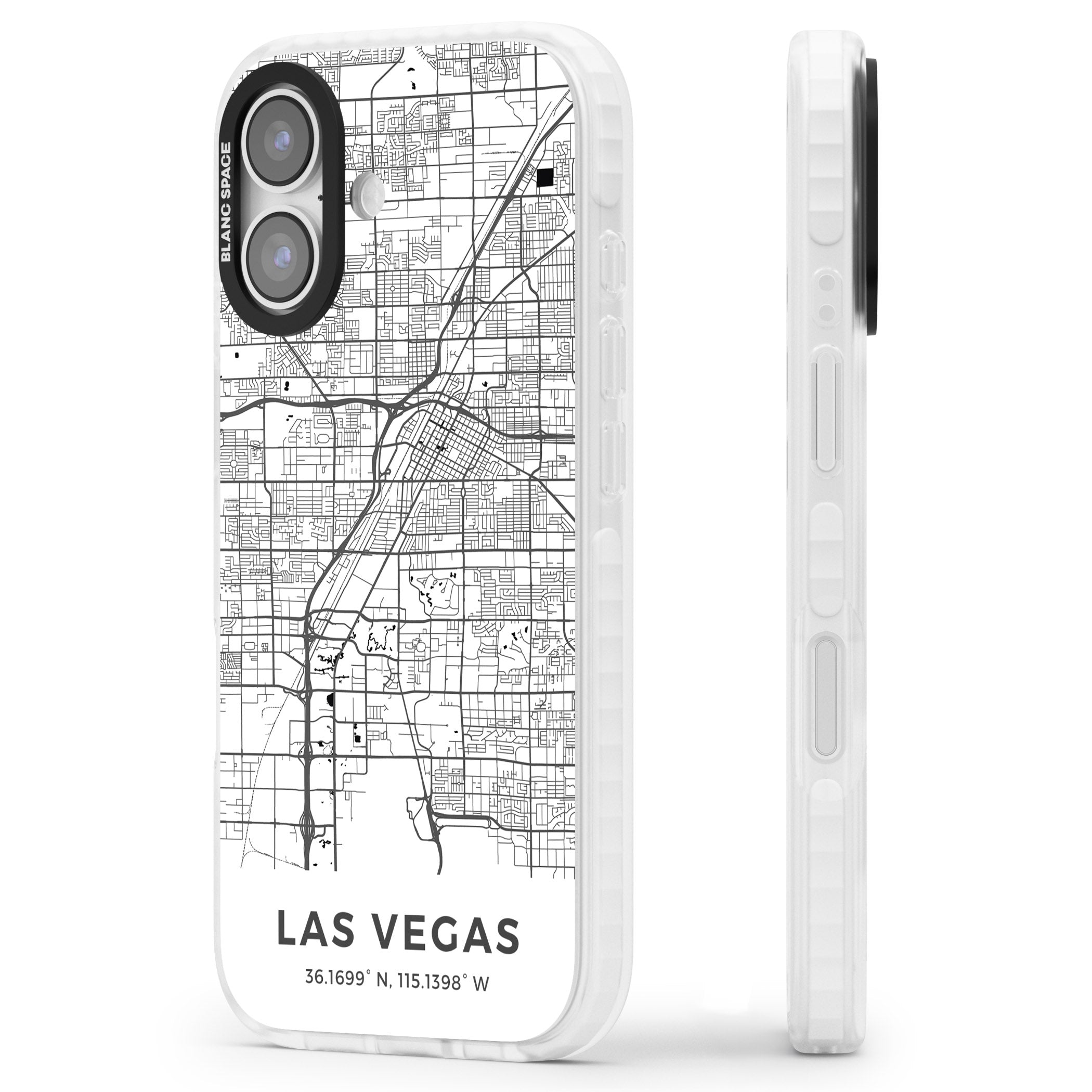 Las Vegas Map iPhone 17 Impact Pro Clear Phone Case Side Profile