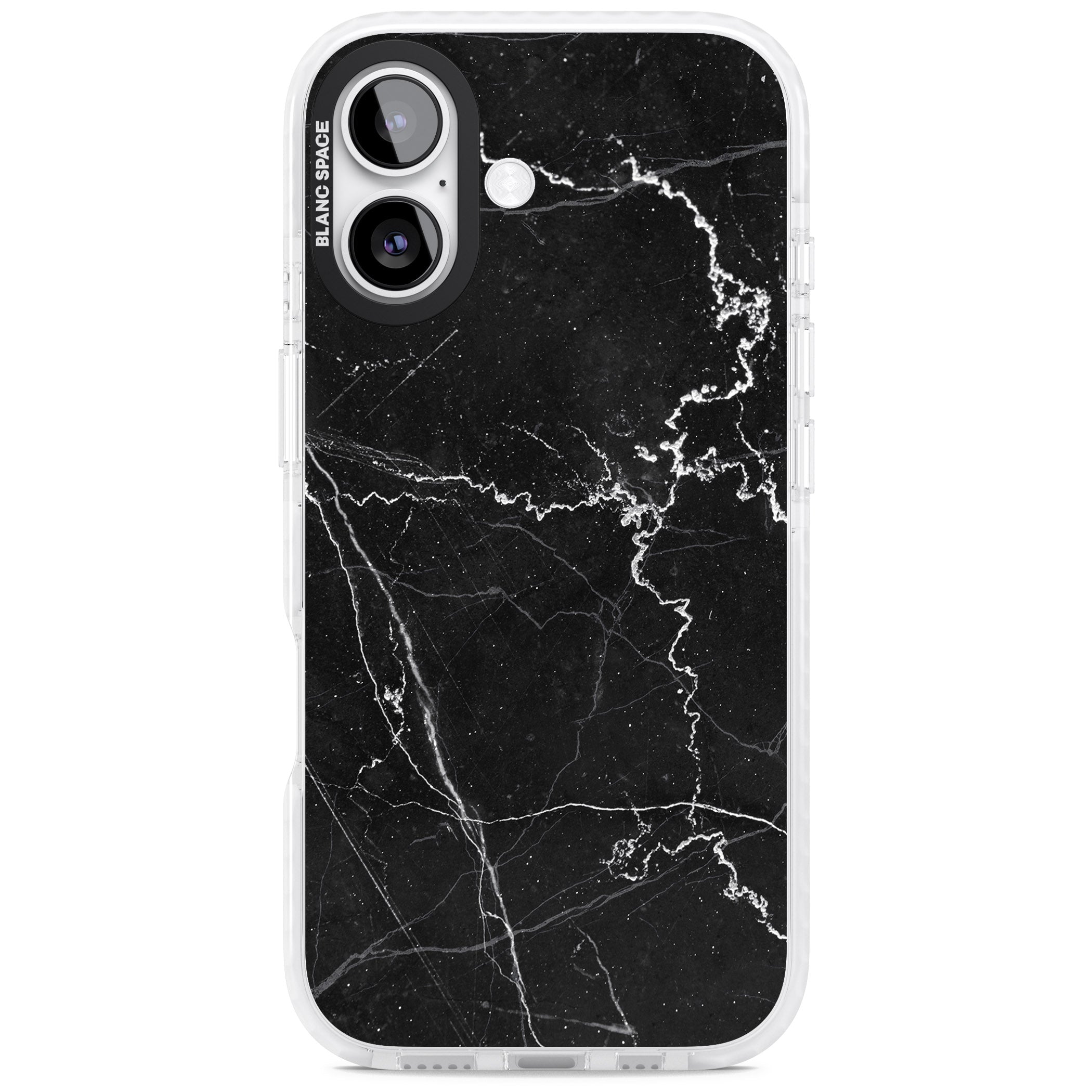 Bold Black Marble With White Texture iPhone 17 Impact Pro Clear Phone Case