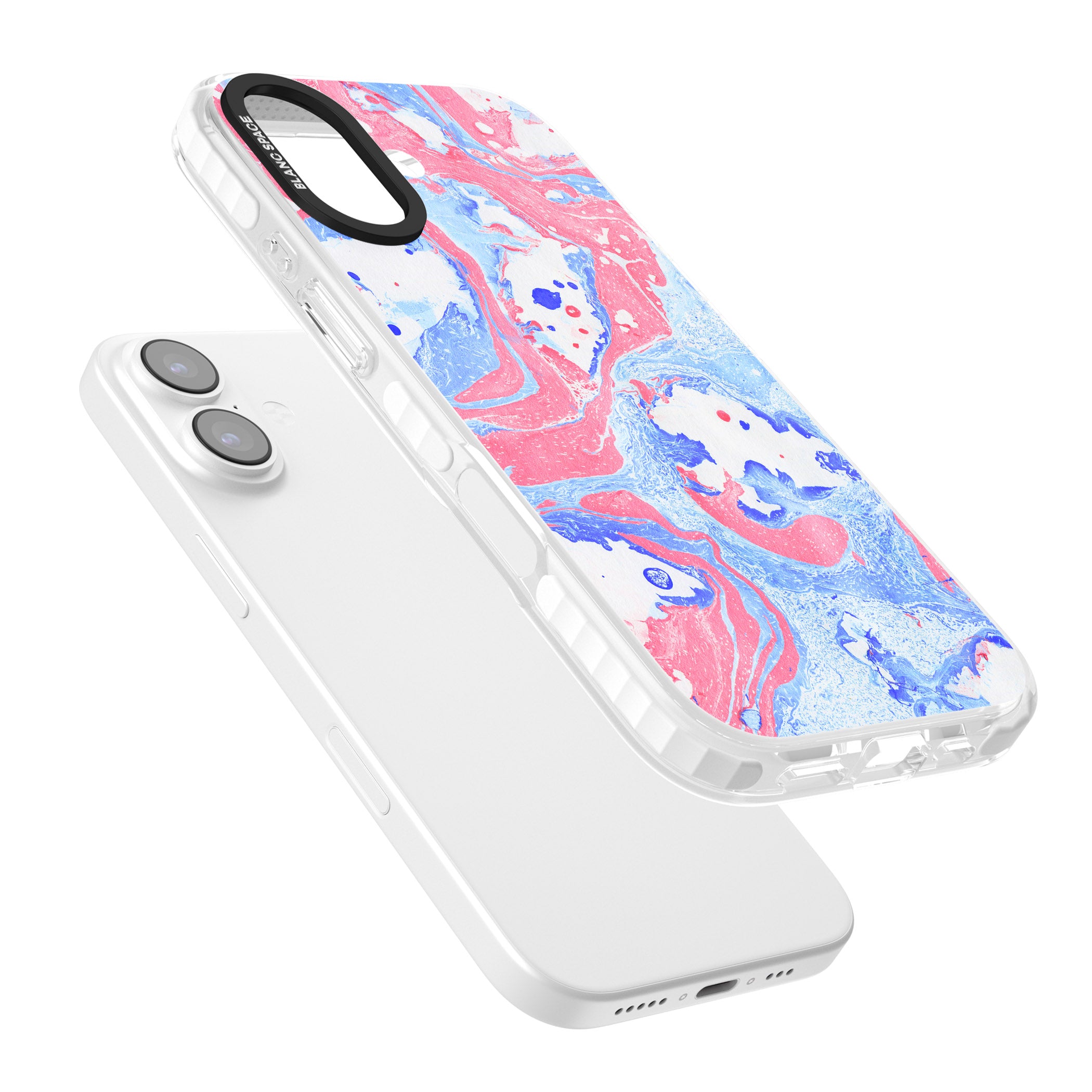 Pink, Blue & White Marbled Paper Pattern iPhone 17 Impact Pro Clear Phone Case Colours