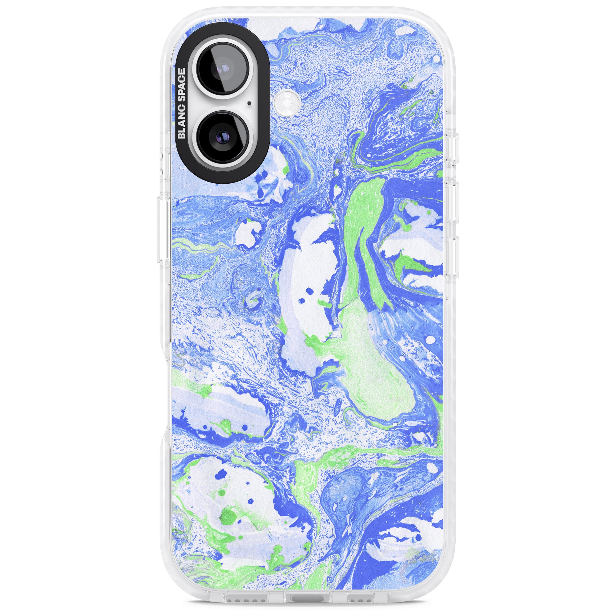 Dark Blue & Green Marbled Paper Pattern iPhone 17 Impact Pro Clear Phone Case
