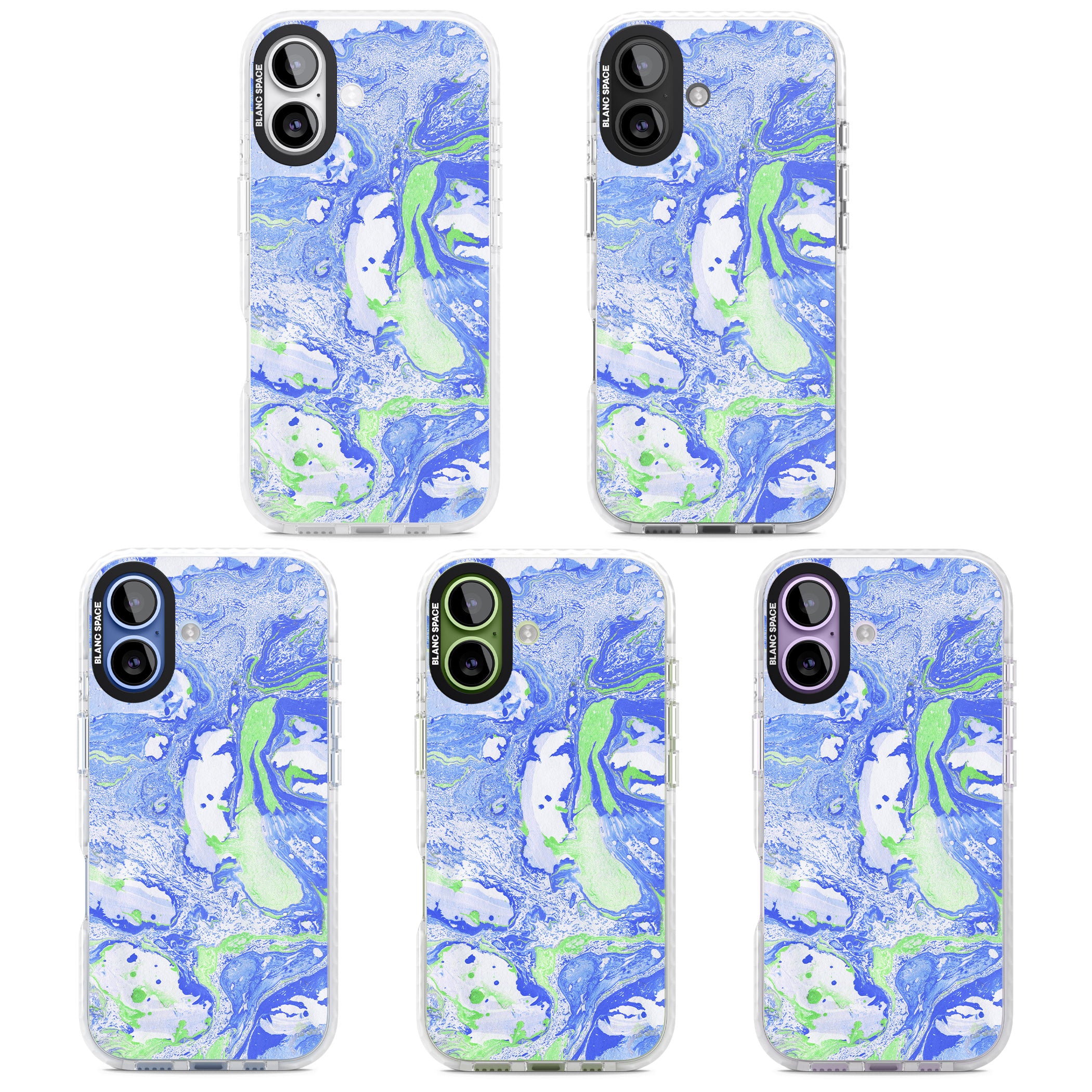 Dark Blue & Green Marbled Paper Pattern iPhone 17 Impact Pro Clear Phone Case APT Impact Protection