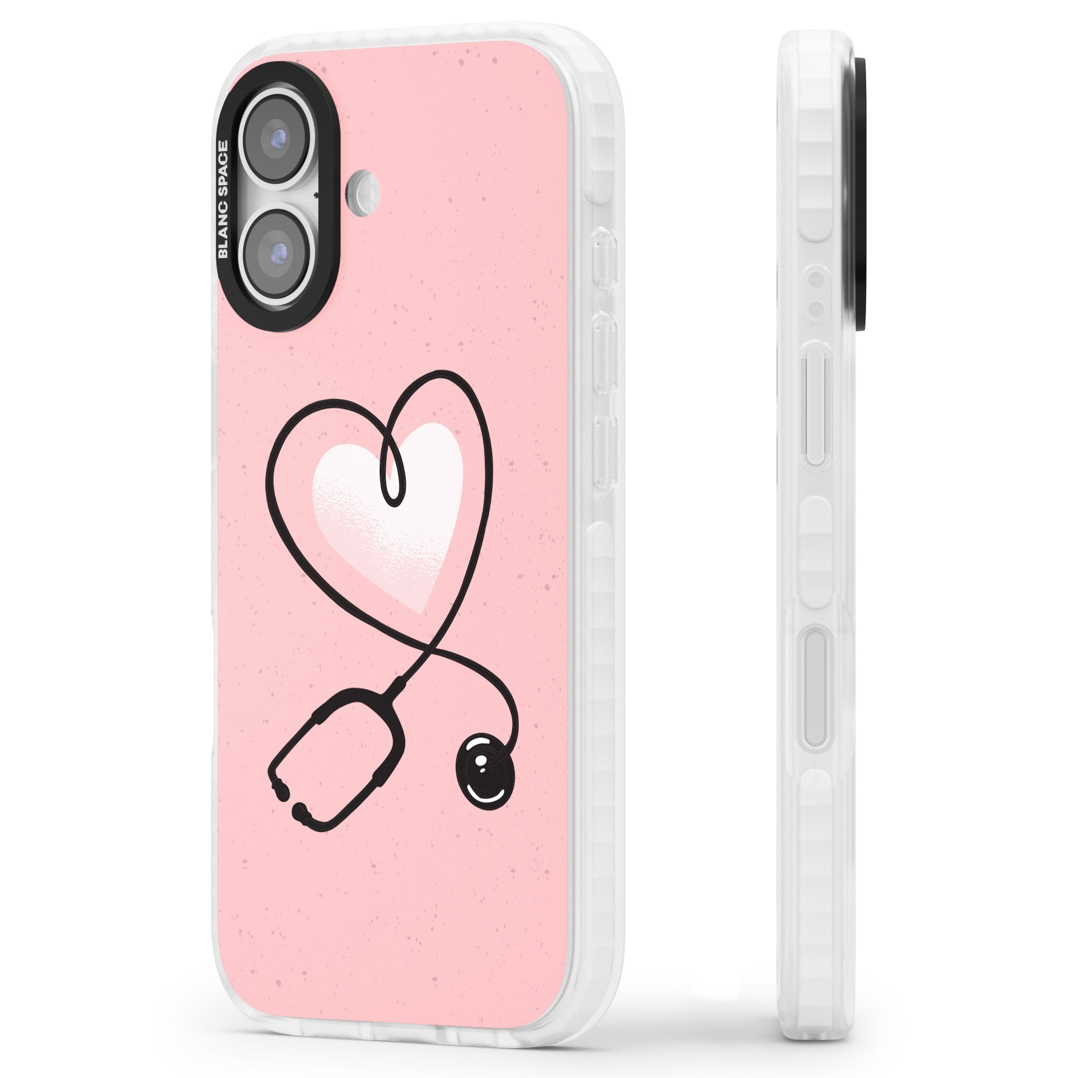 Stethoscope Heart iPhone 17 Impact Pro Clear Phone Case Side Profile