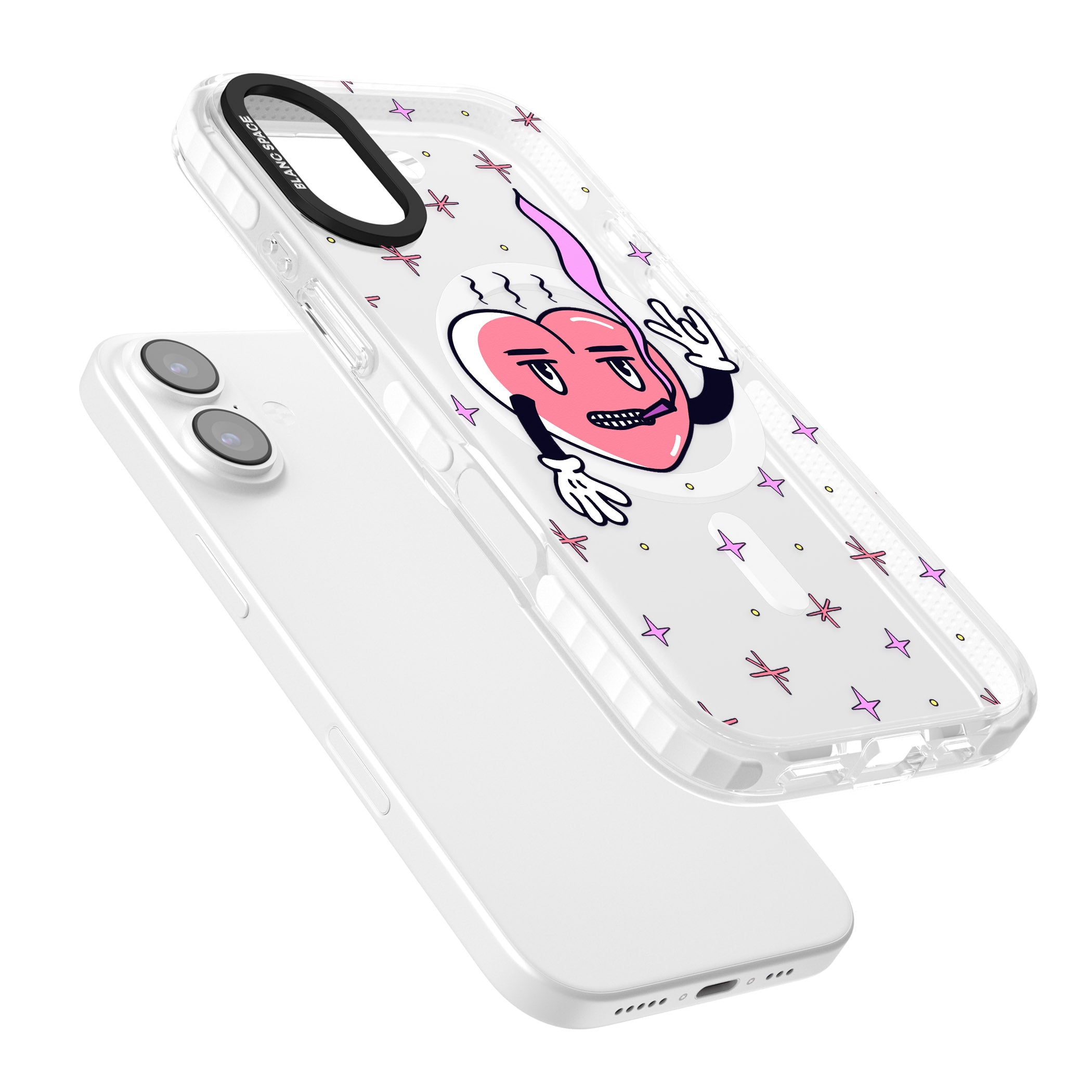 Quirky Heart iPhone 17 Impact Pro Clear Phone Case Colours