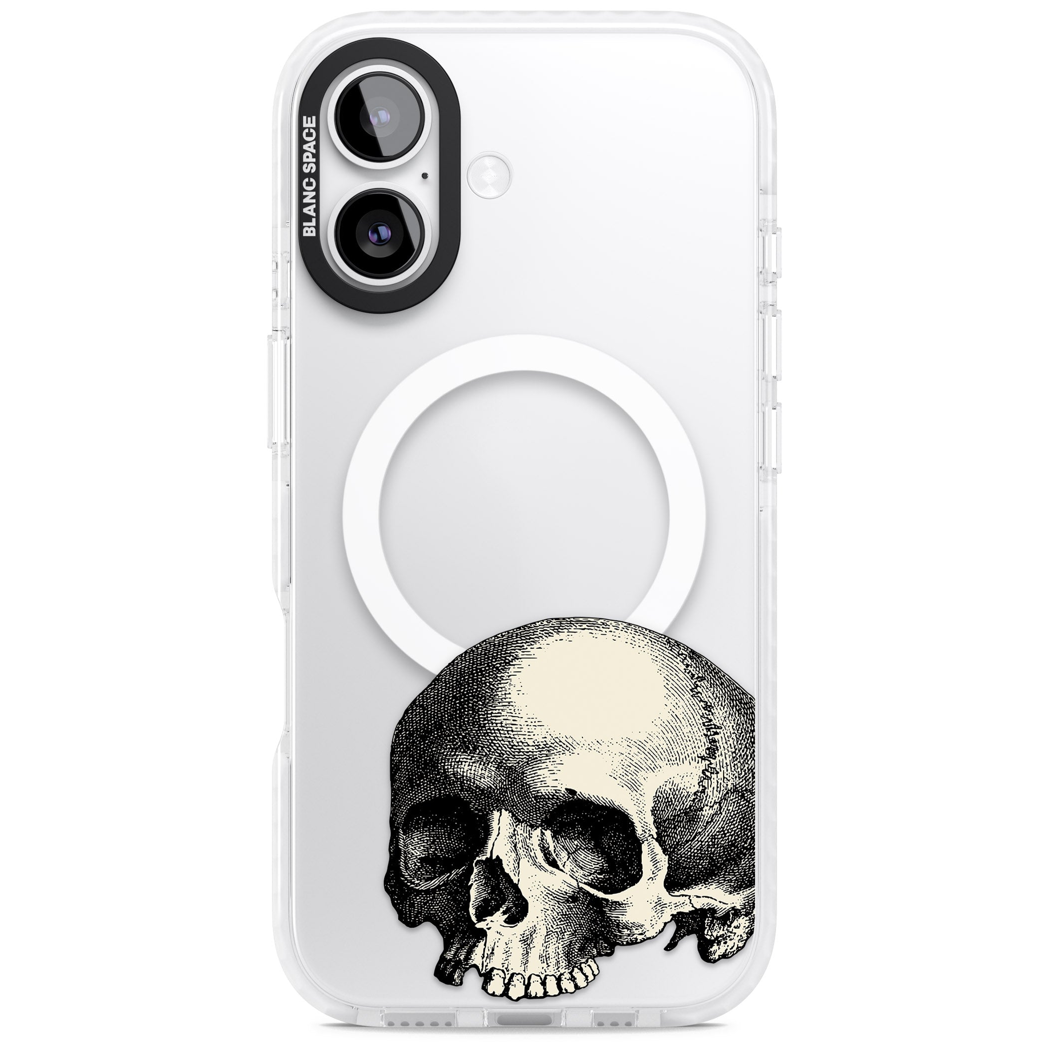 Minimal Vintage Skull iPhone 17 Impact Pro Clear Phone Case