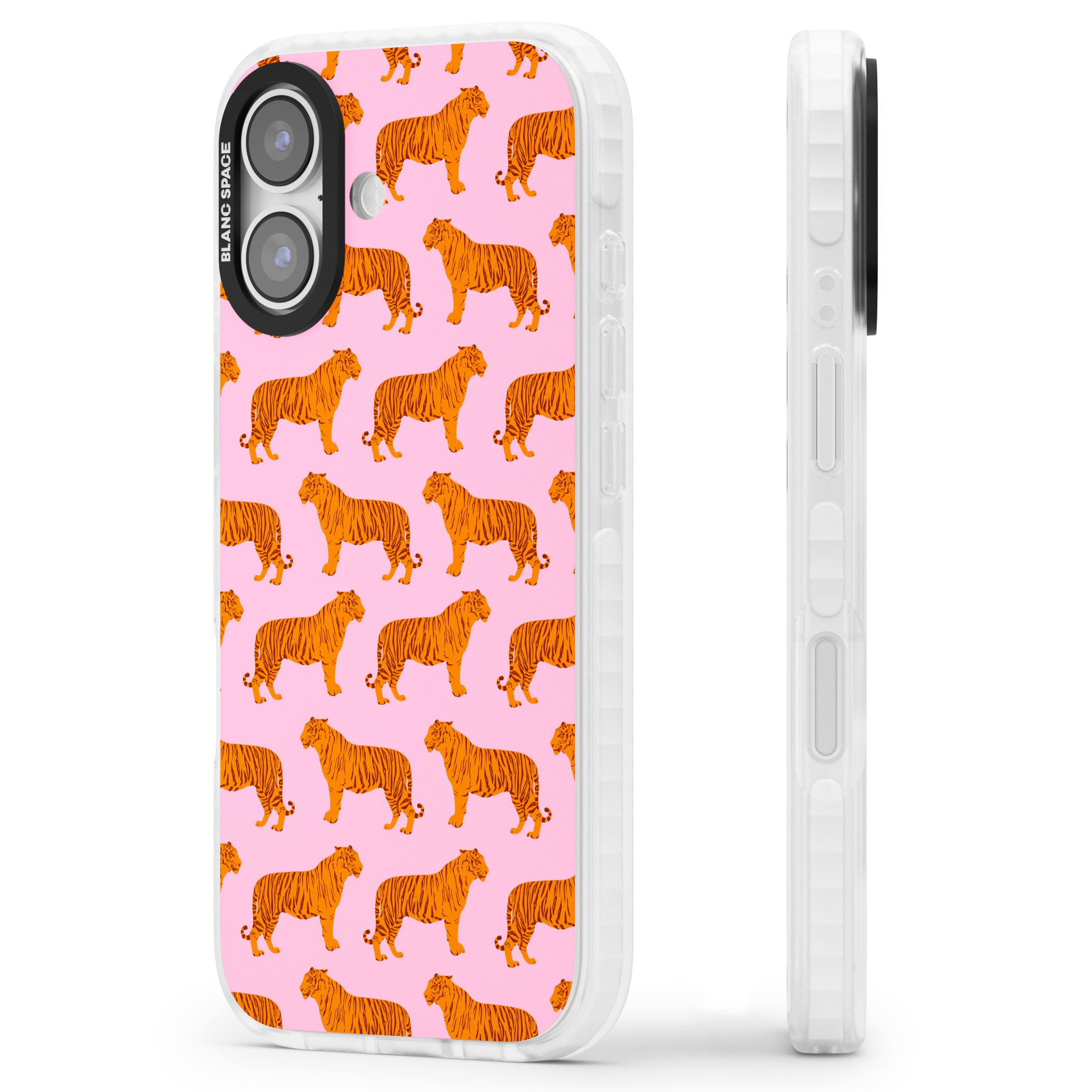 Tiger Pink Pattern iPhone 17 Impact Pro Clear Phone Case Side Profile
