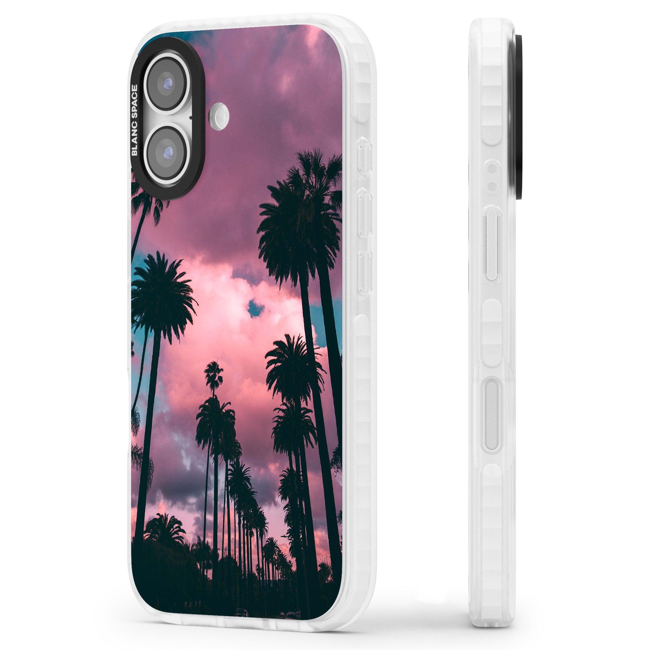 Sunset Palms iPhone 17 Impact Pro Clear Phone Case Side Profile
