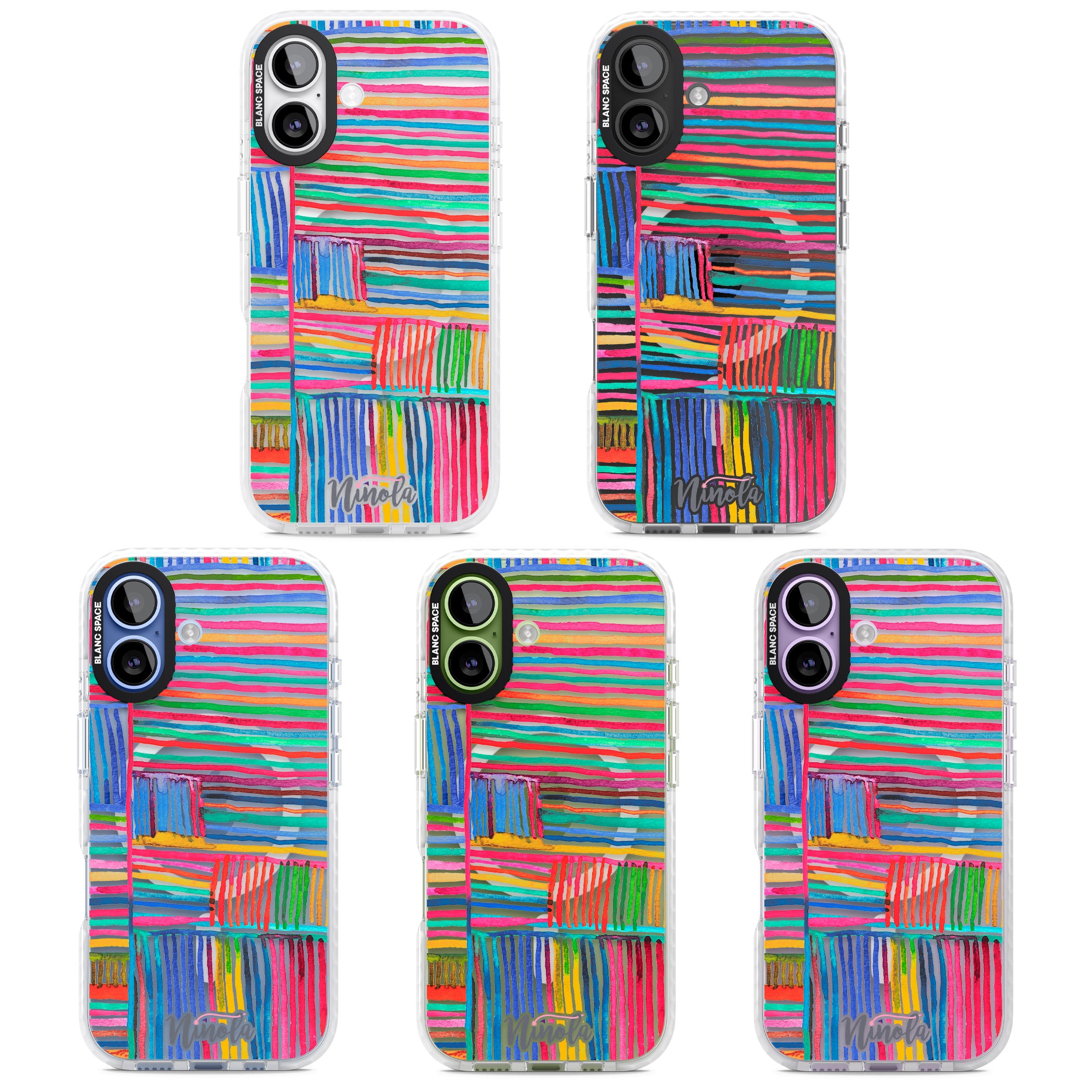 Vibrant Watercolor Lines iPhone 17 Impact Pro Clear Phone Case APT Impact Protection
