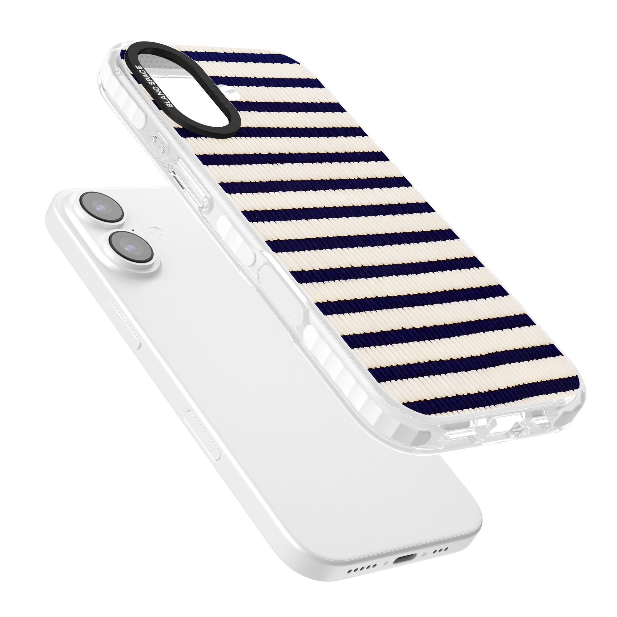 Navy & Cream Stripes iPhone 17 Impact Pro Clear Phone Case Colours