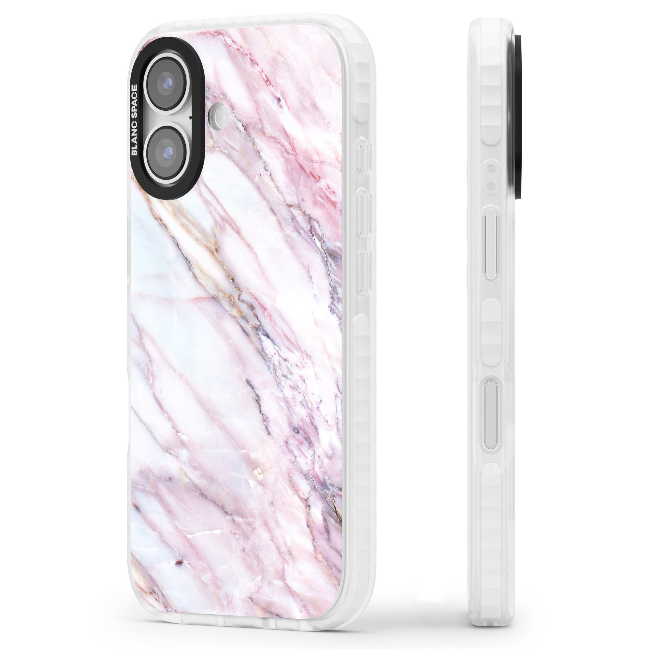 Blush Marble Glow iPhone 17 Impact Pro Clear Phone Case Side Profile