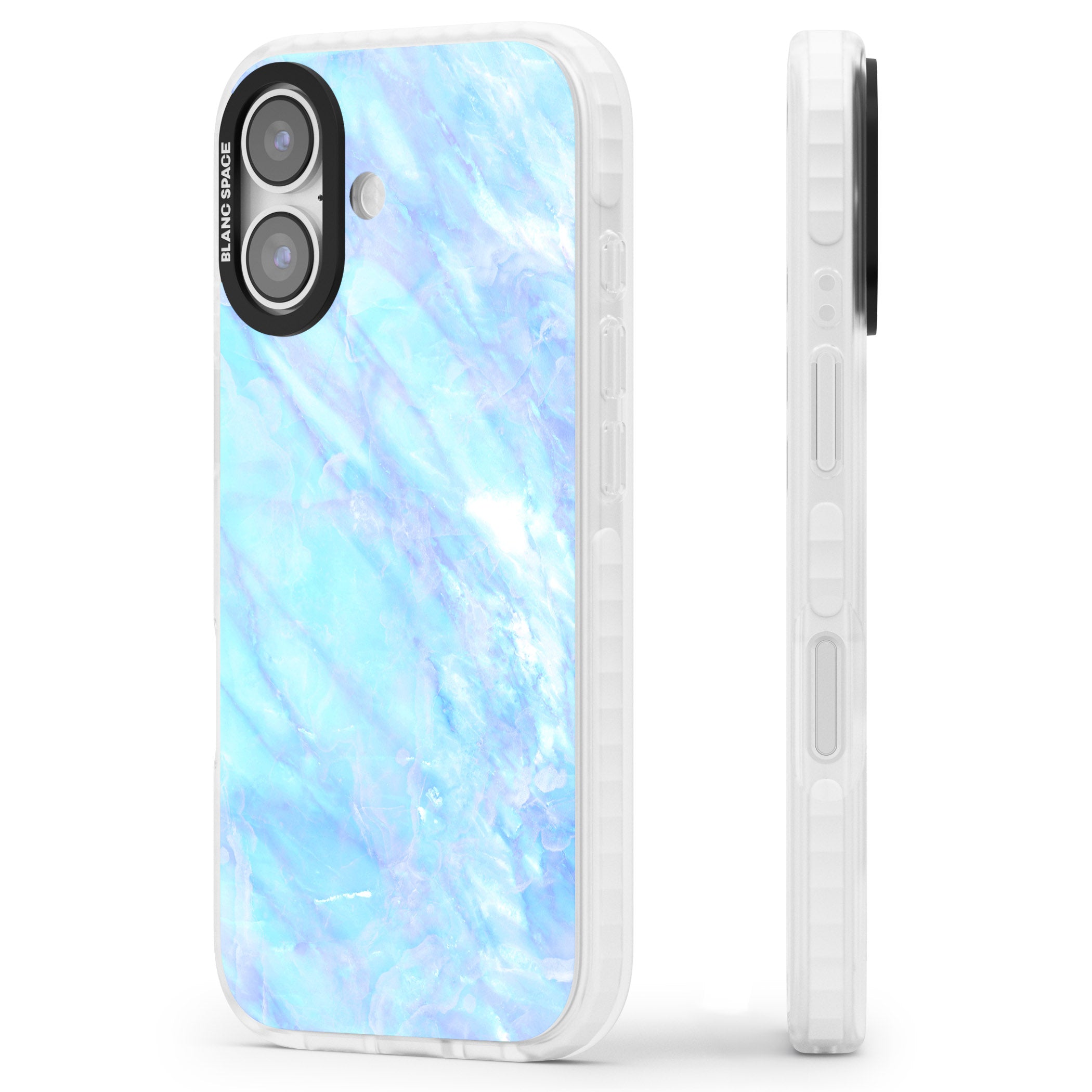 Iridescent Crystal Marble iPhone 17 Impact Pro Clear Phone Case Side Profile