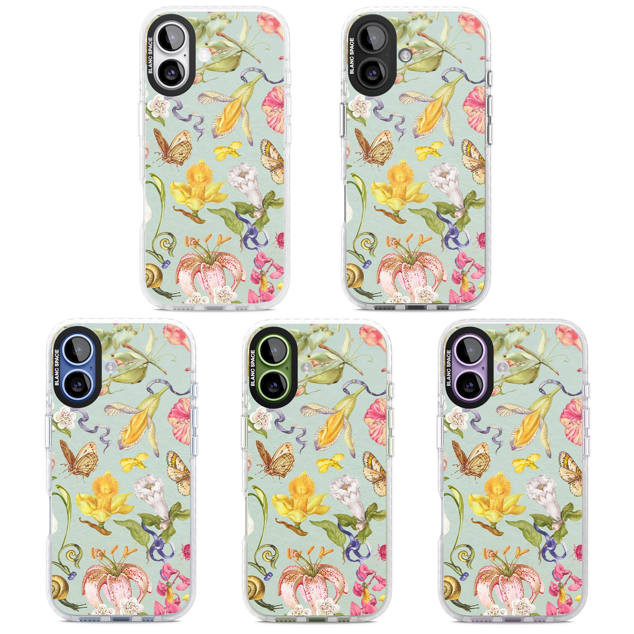 Blue Vintage Painted Flowers iPhone 17 Impact Pro Clear Phone Case APT Impact Protection