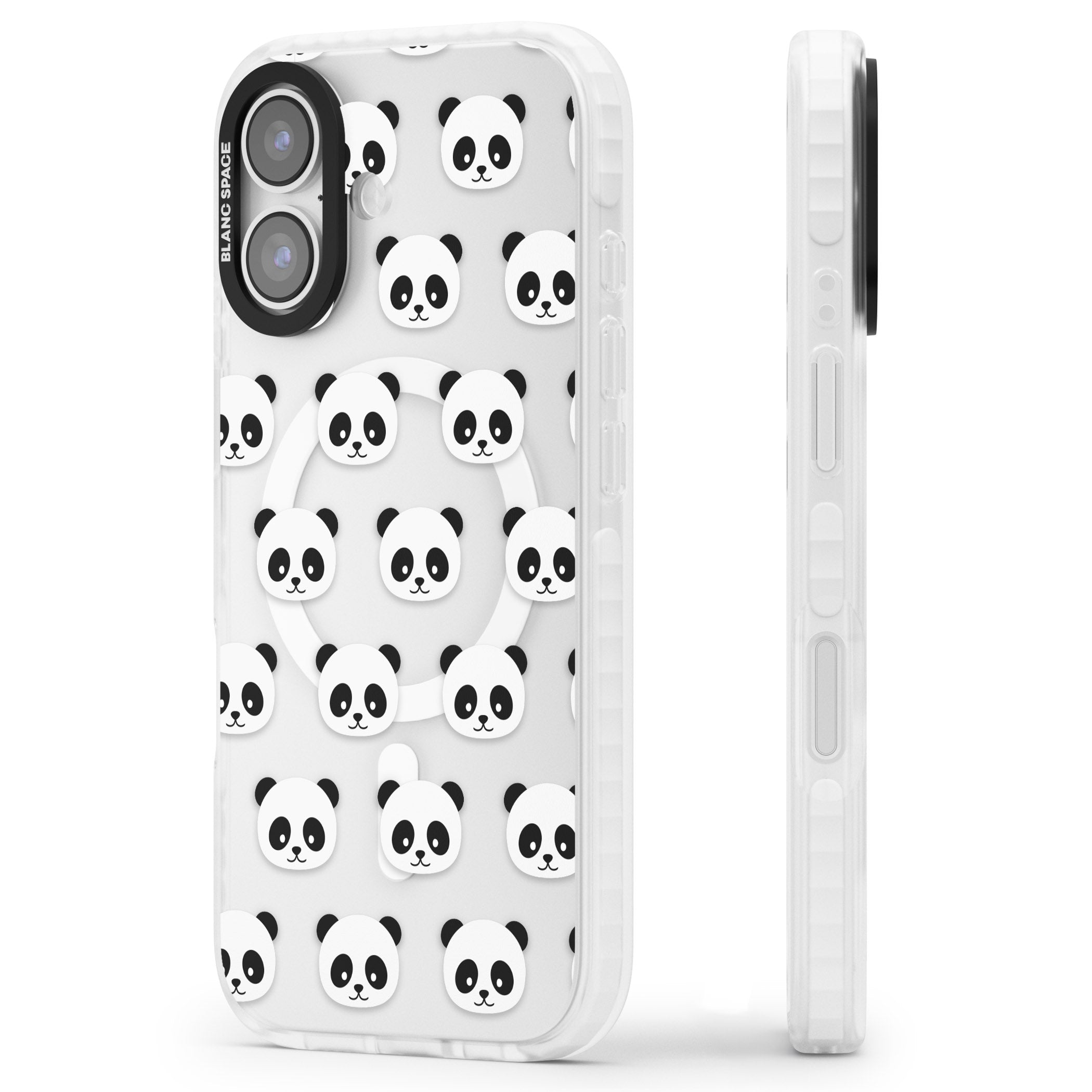 Panda Face Pattern iPhone 17 Impact Pro Clear Phone Case Side Profile