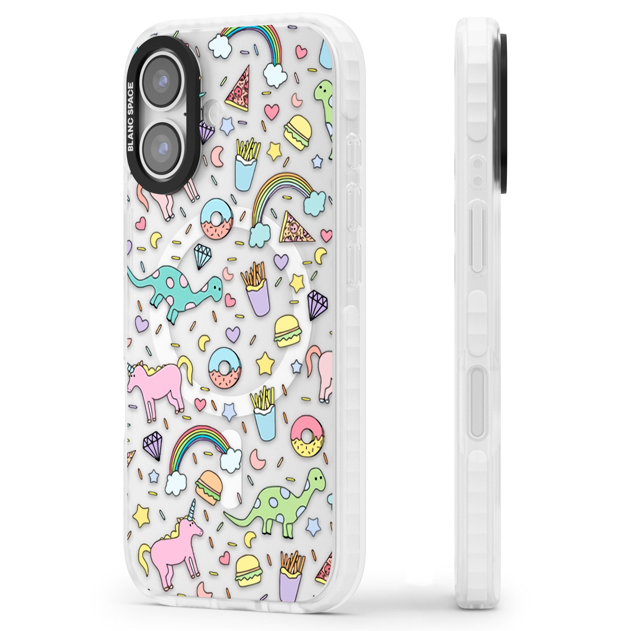 Cute Pattern iPhone 17 Impact Pro Clear Phone Case Side Profile