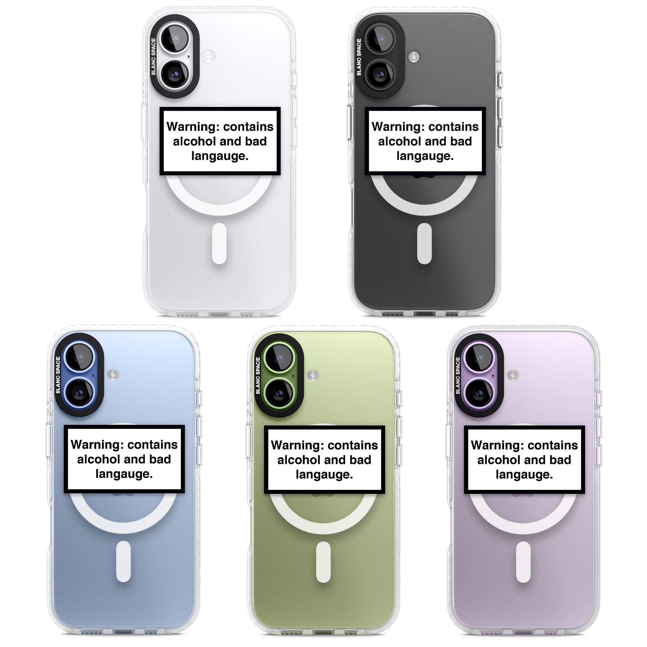 Warning: Contains Alcohol & Bad Language iPhone 17 Impact Pro Clear Phone Case APT Impact Protection