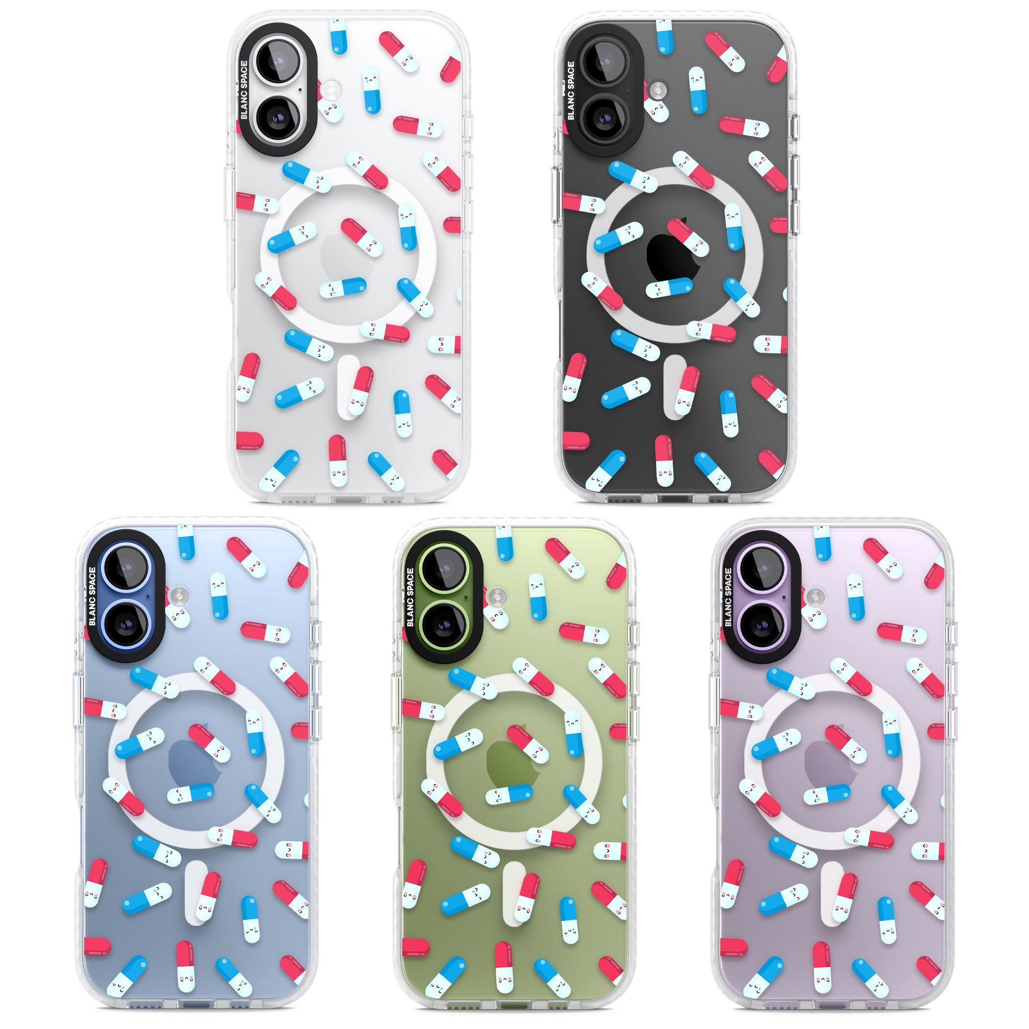 Kawaii Pill Pattern iPhone 17 Impact Pro Clear Phone Case APT Impact Protection