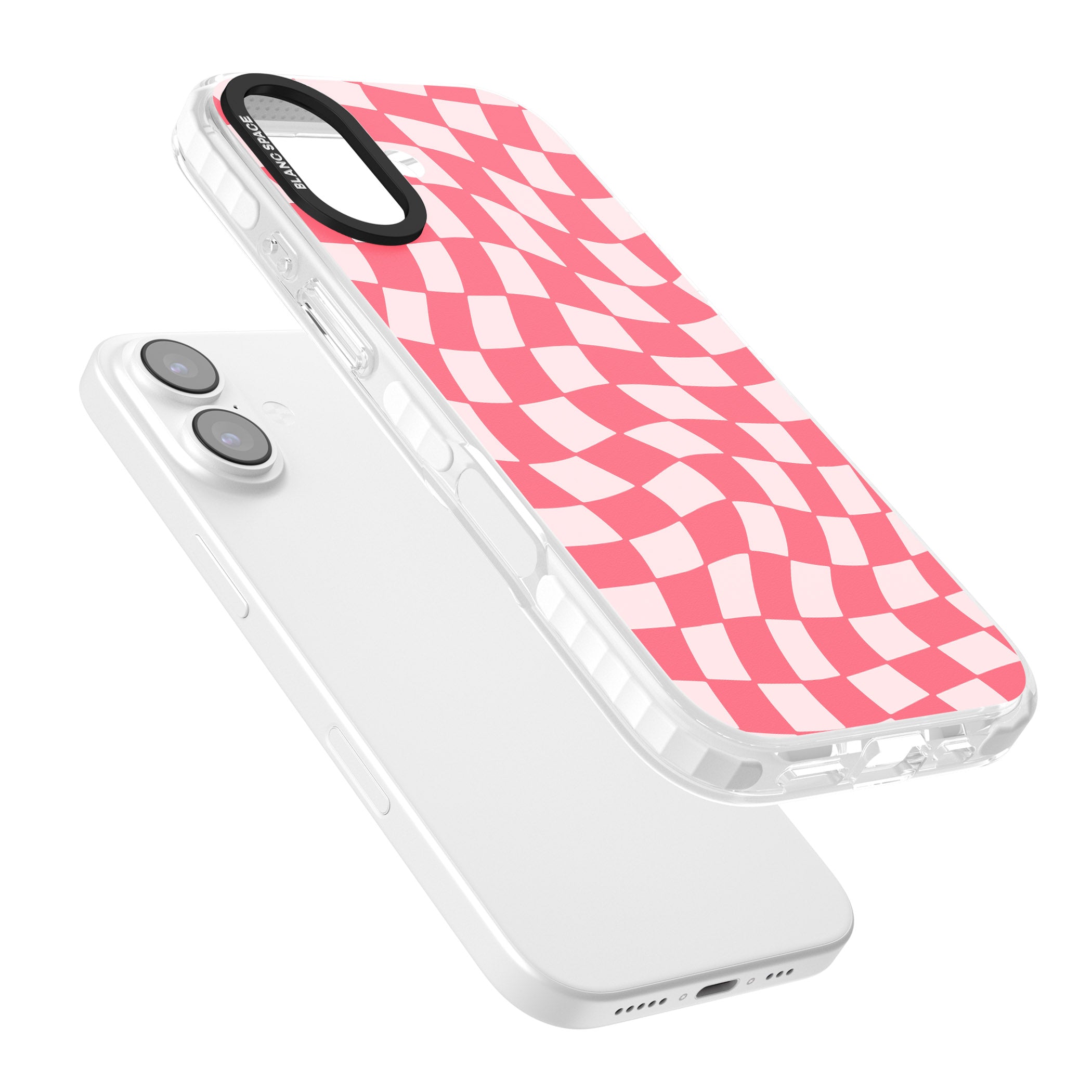 Pink Wavy Checked Pattern iPhone 17 Impact Pro Clear Phone Case Colours