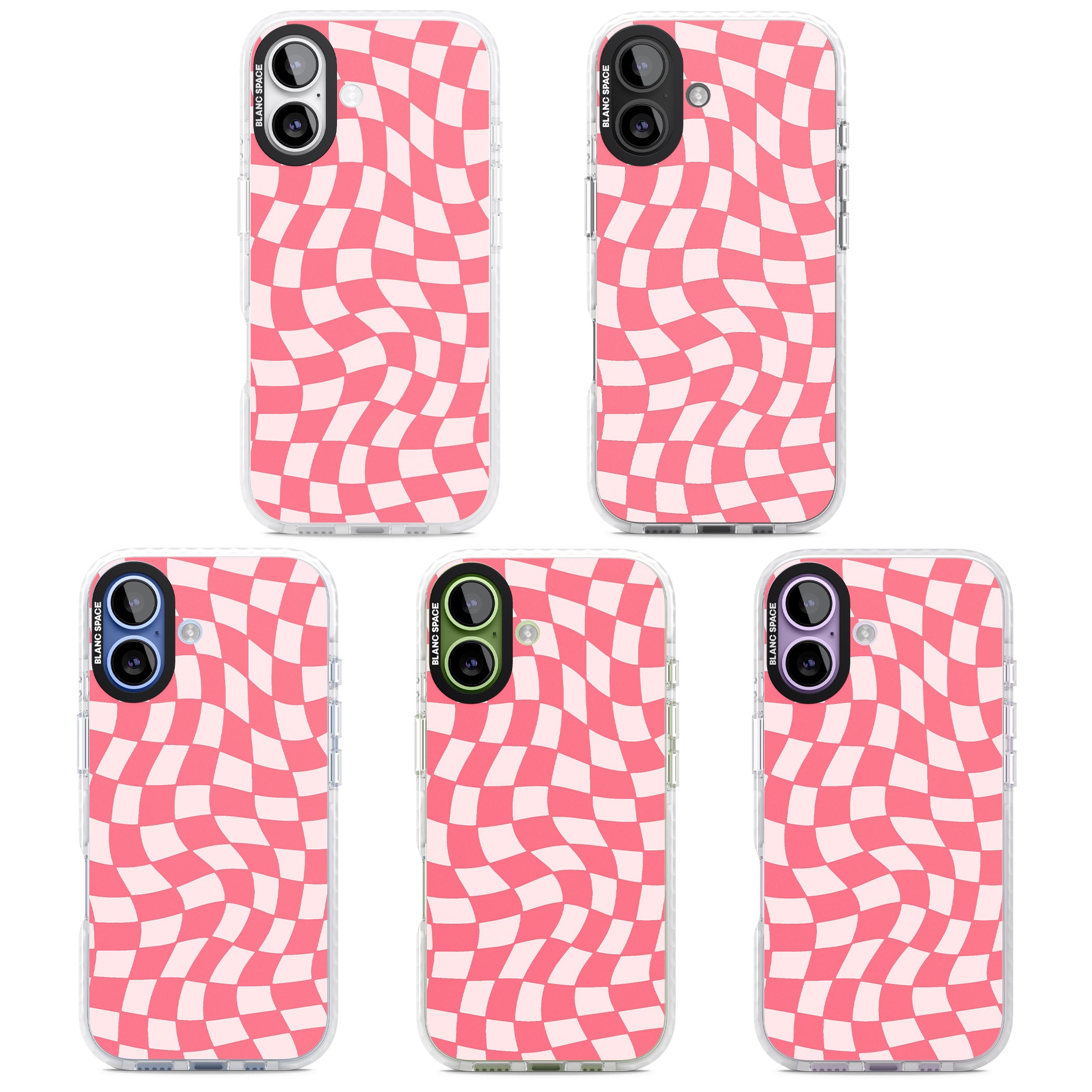 Pink Wavy Checked Pattern iPhone 17 Impact Pro Clear Phone Case APT Impact Protection