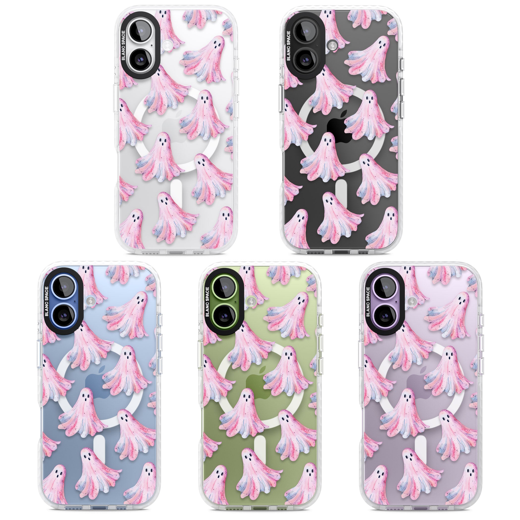 Pink Ghosts iPhone 17 Impact Pro Clear Phone Case APT Impact Protection