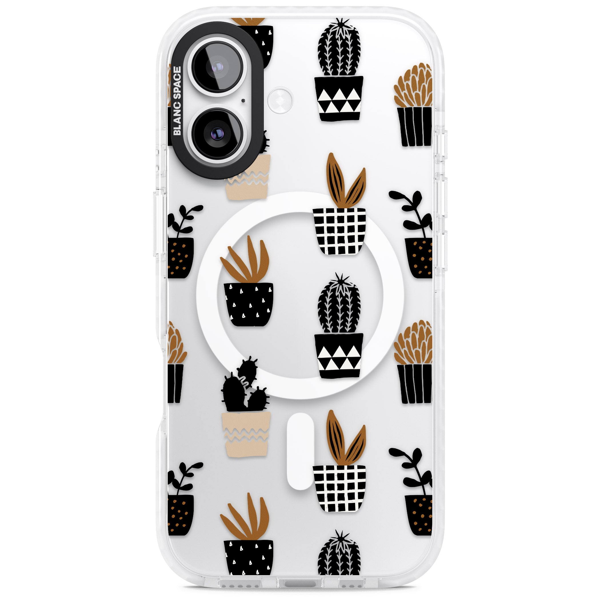 Large Mixed Plants Pattern Clear iPhone 17 Impact Pro Clear Phone Case