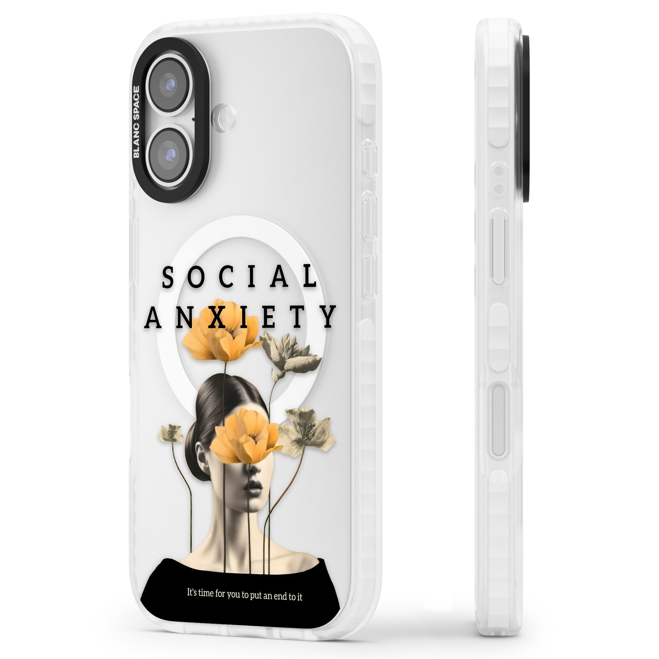 Social Anxiety iPhone 17 Impact Pro Clear Phone Case Side Profile
