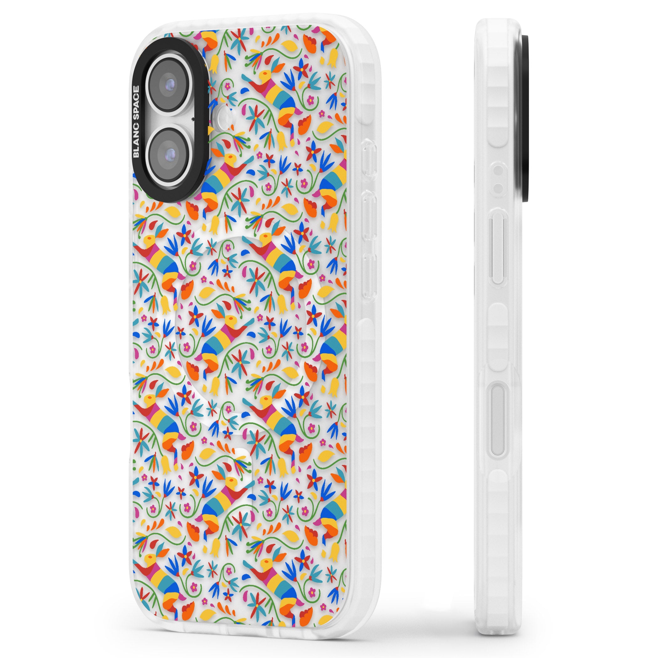 Vibrant Floral Mosaic iPhone 17 Impact Pro Clear Phone Case Side Profile