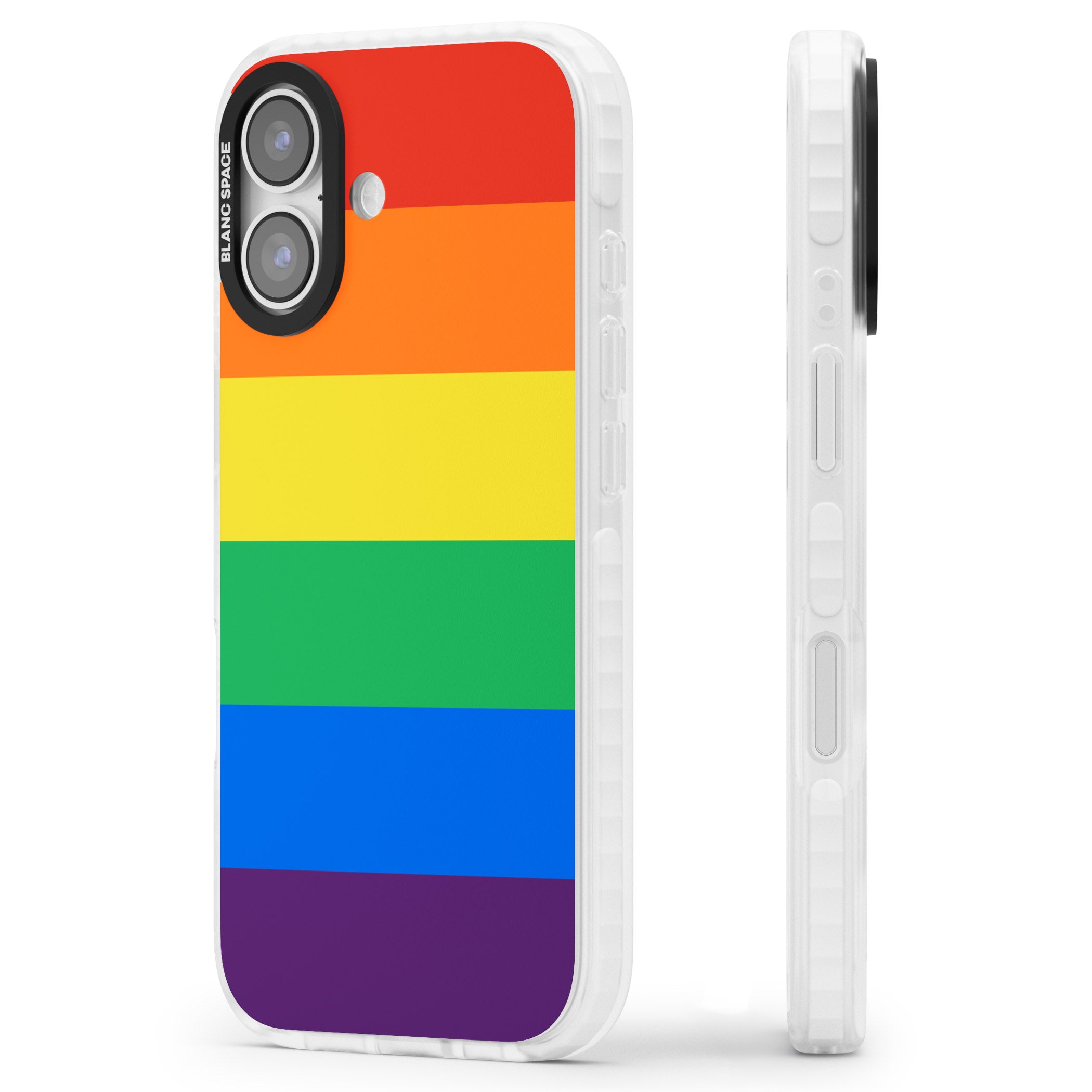 Rainbow Stripes iPhone 17 Impact Pro Clear Phone Case Side Profile