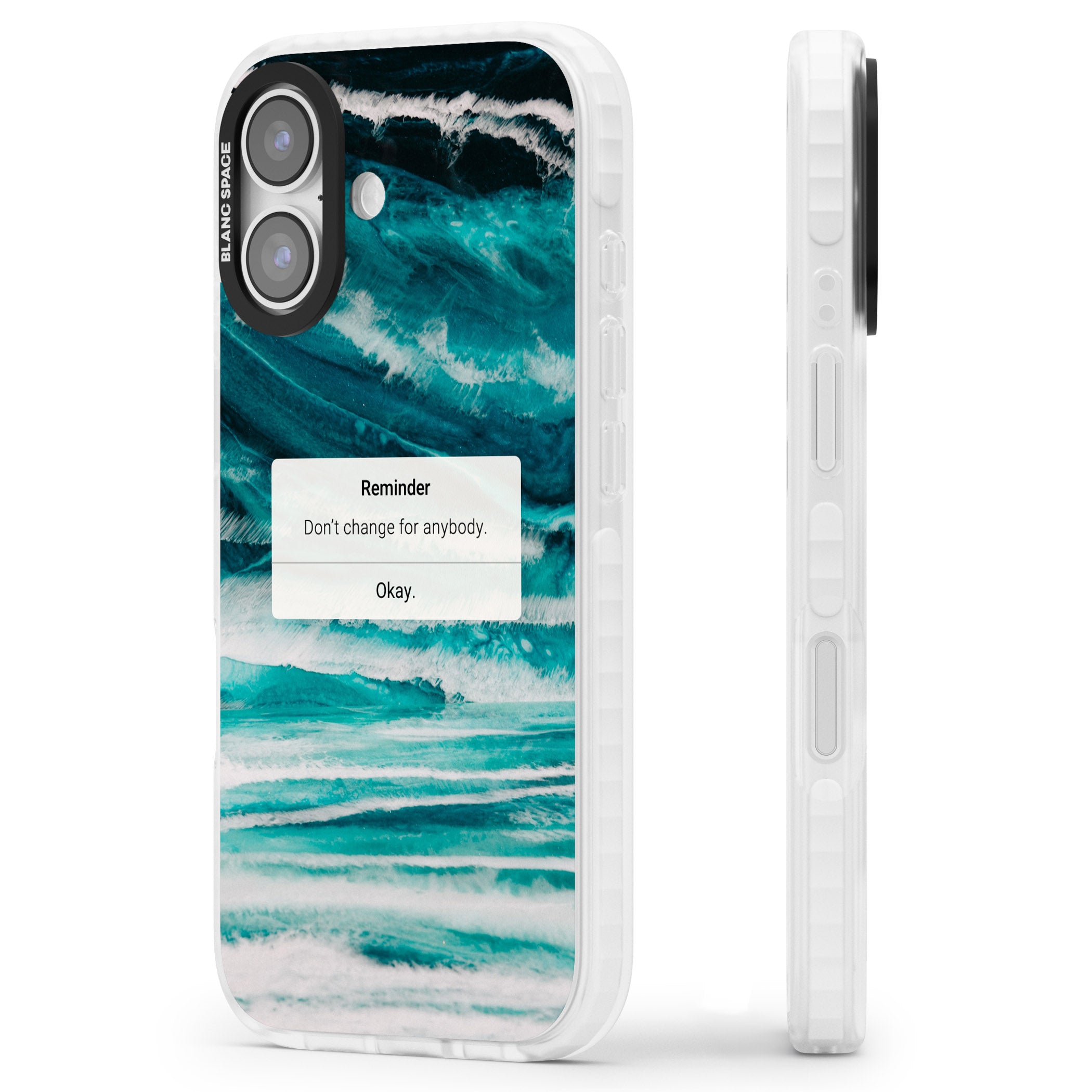 Ocean Vibe Reminder iPhone 17 Impact Pro Clear Phone Case Side Profile