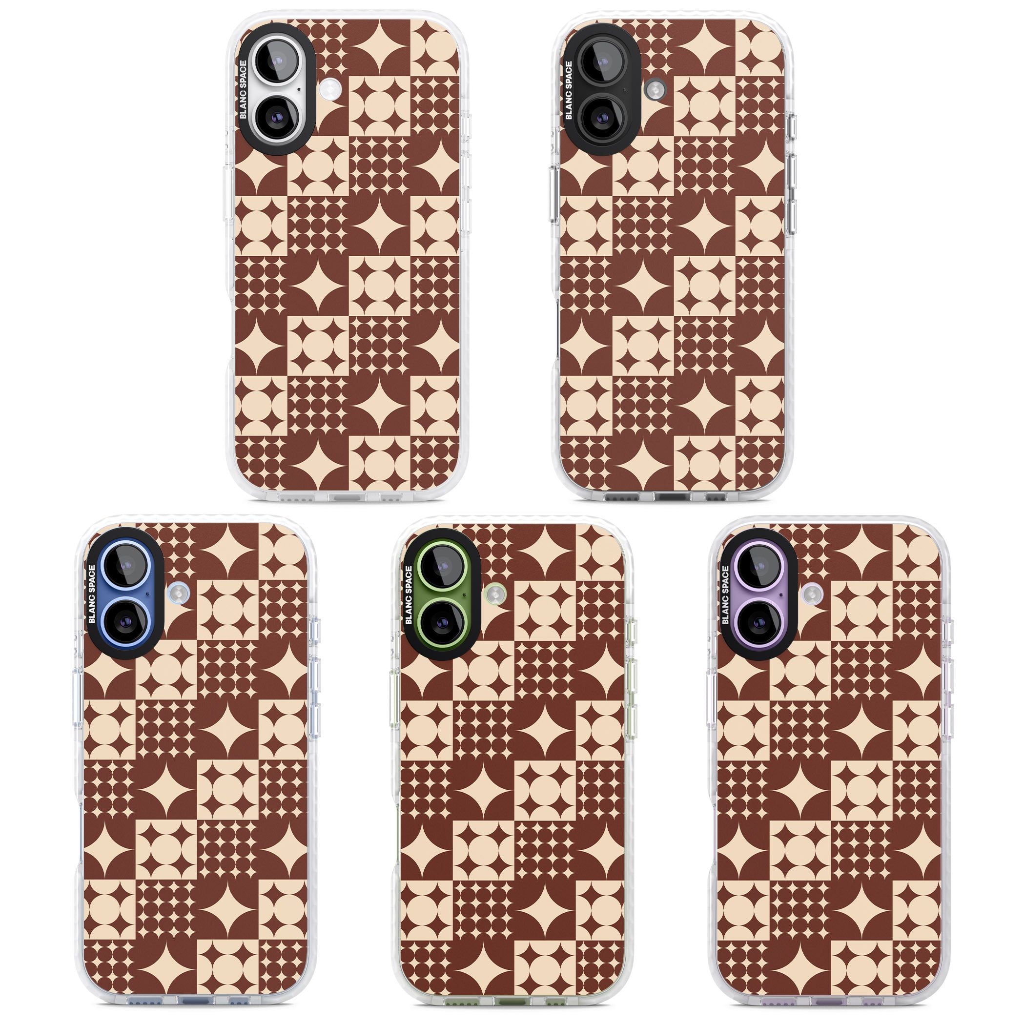 Mid Century Brown Checked iPhone 17 Impact Pro Clear Phone Case APT Impact Protection