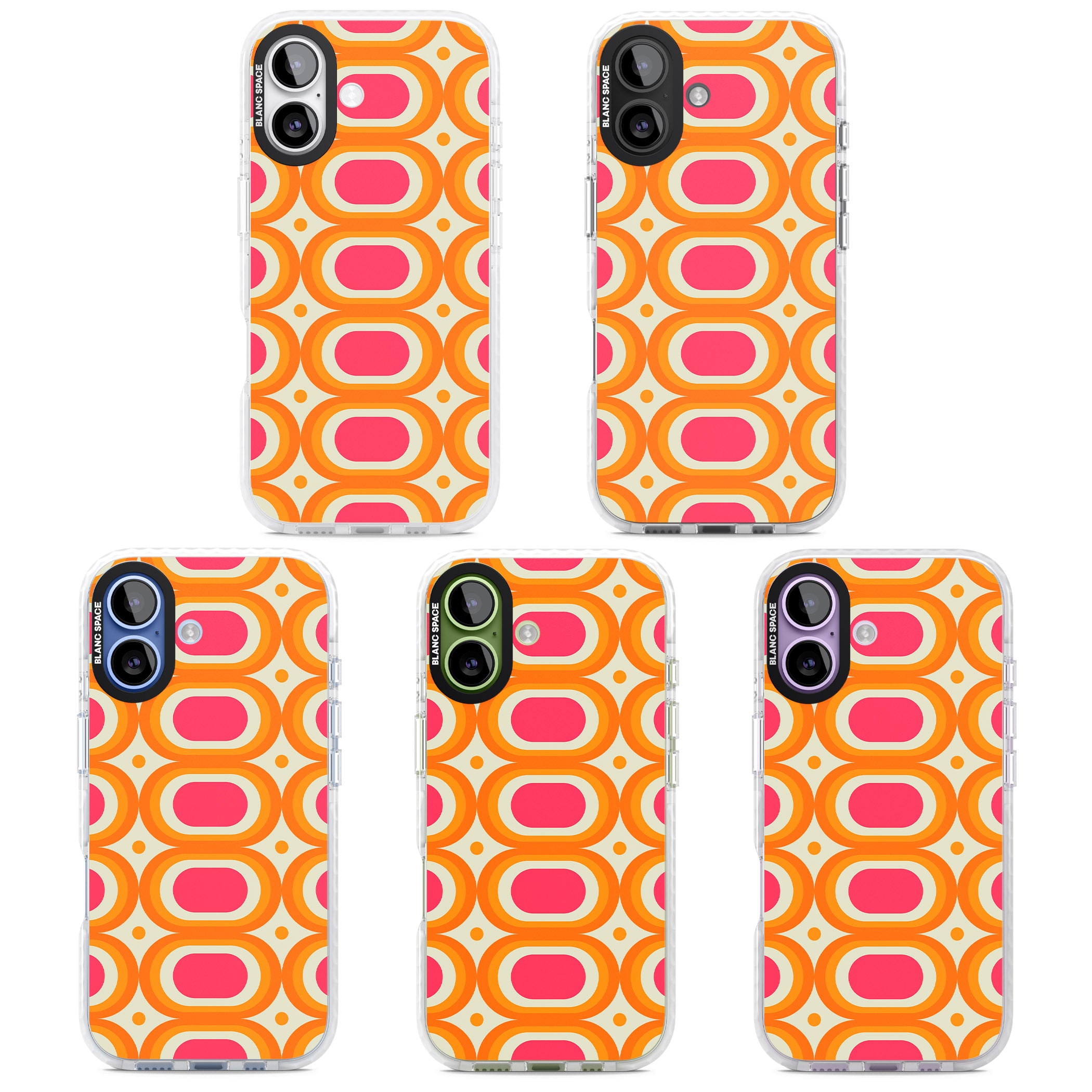 Groovy 60S Shape Pattern iPhone 17 Impact Pro Clear Phone Case APT Impact Protection