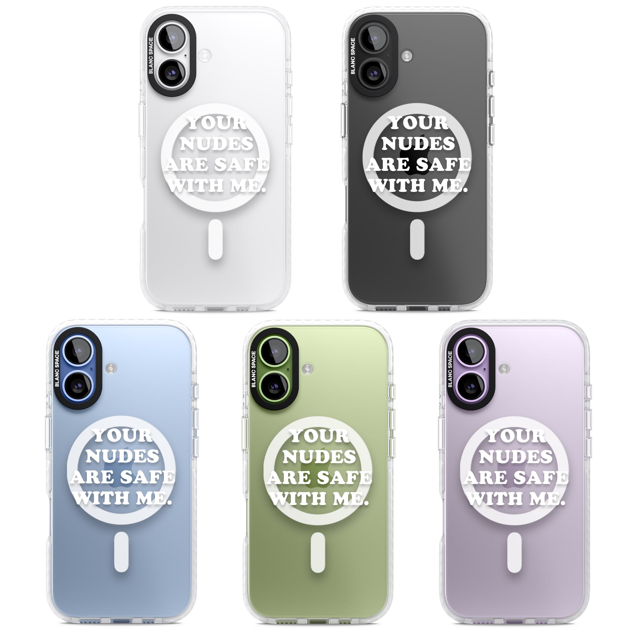 Your Nudes Are Safe White iPhone 17 Impact Pro Clear Phone Case APT Impact Protection