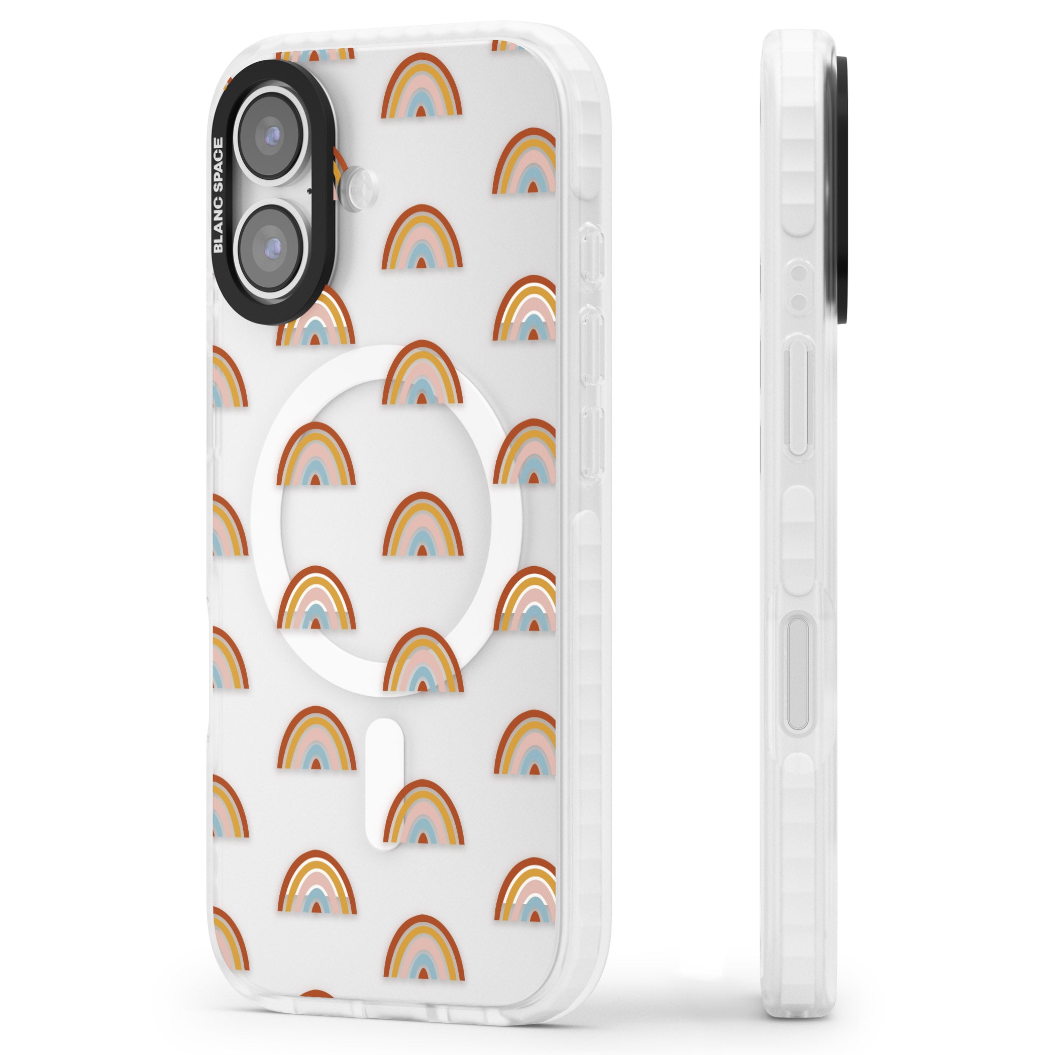 Scandi Rainbow iPhone 17 Impact Pro Clear Phone Case Side Profile
