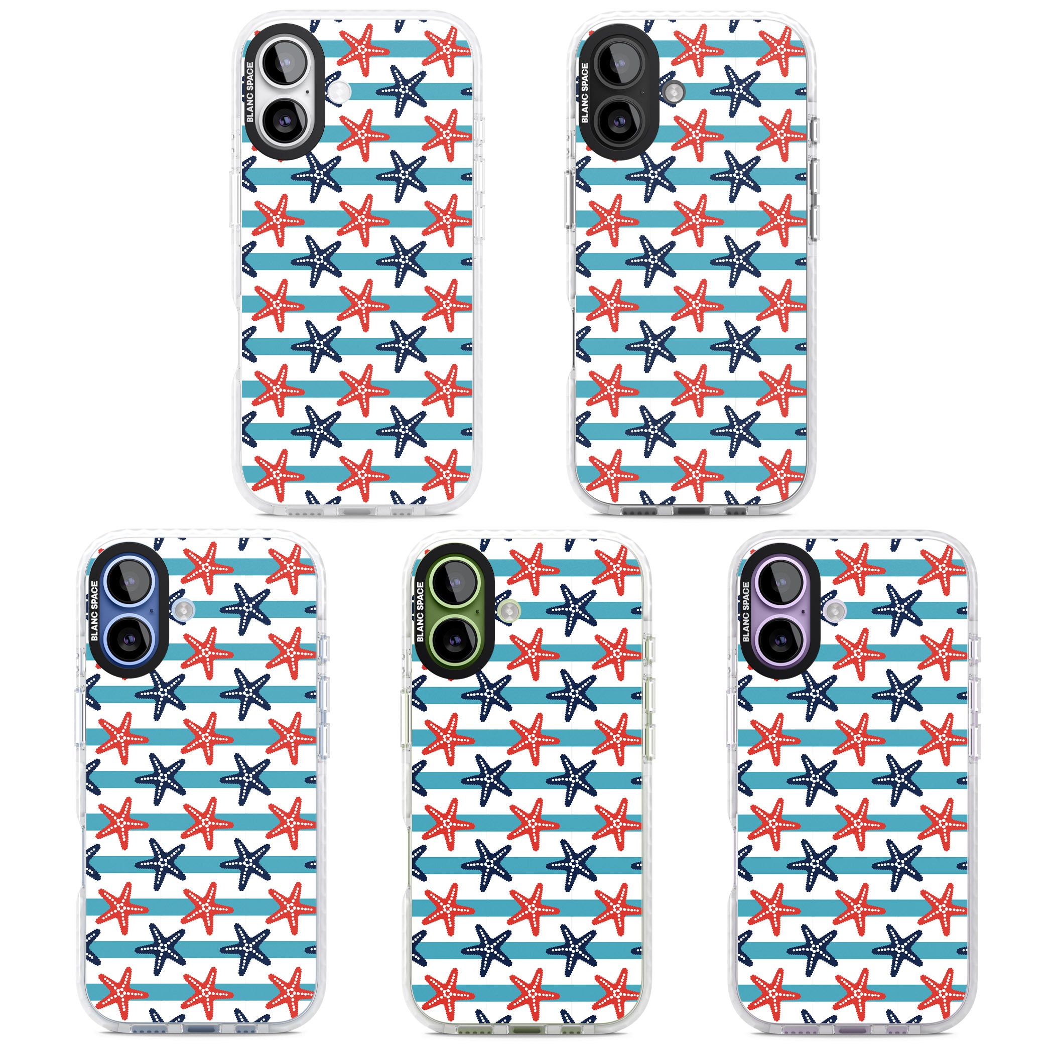Nautical Starfish Stripe iPhone 17 Impact Pro Clear Phone Case APT Impact Protection