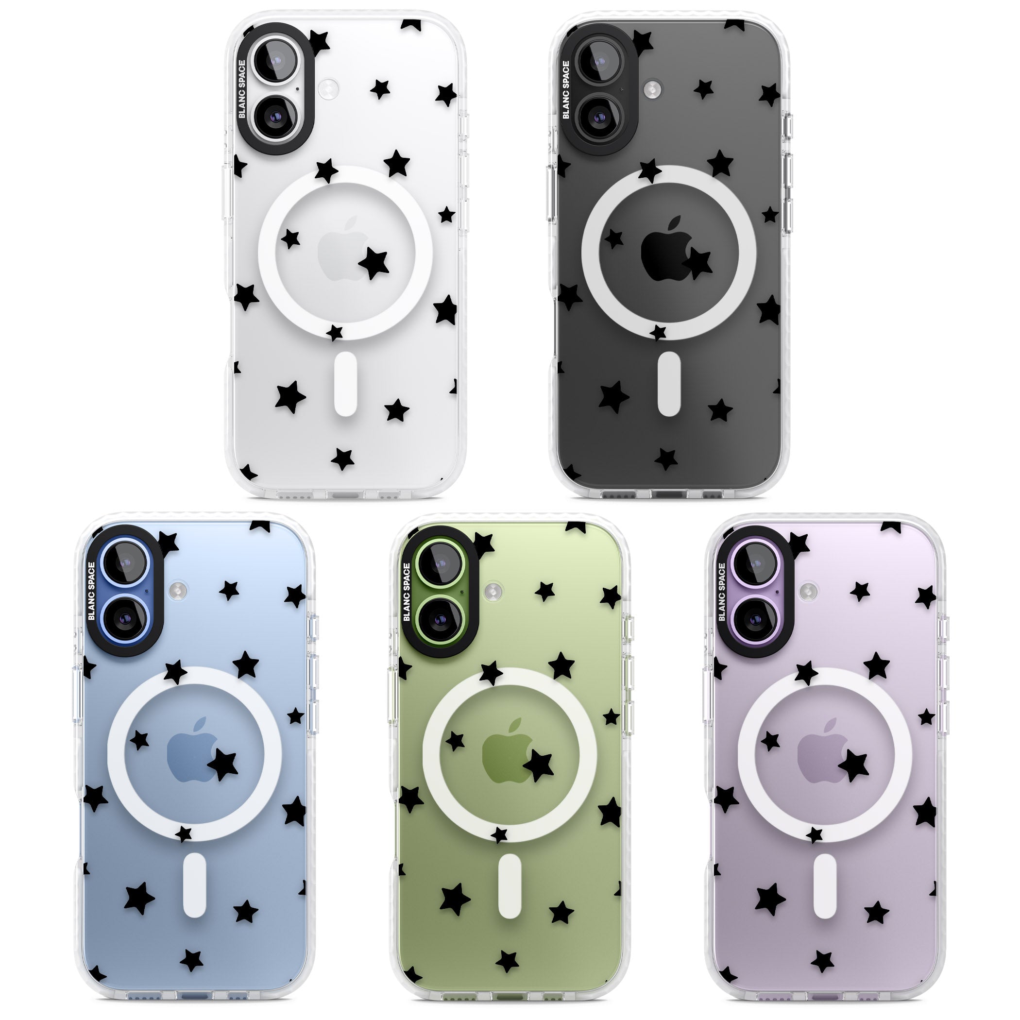 Starry Night Black Stars iPhone 17 Impact Pro Clear Phone Case APT Impact Protection
