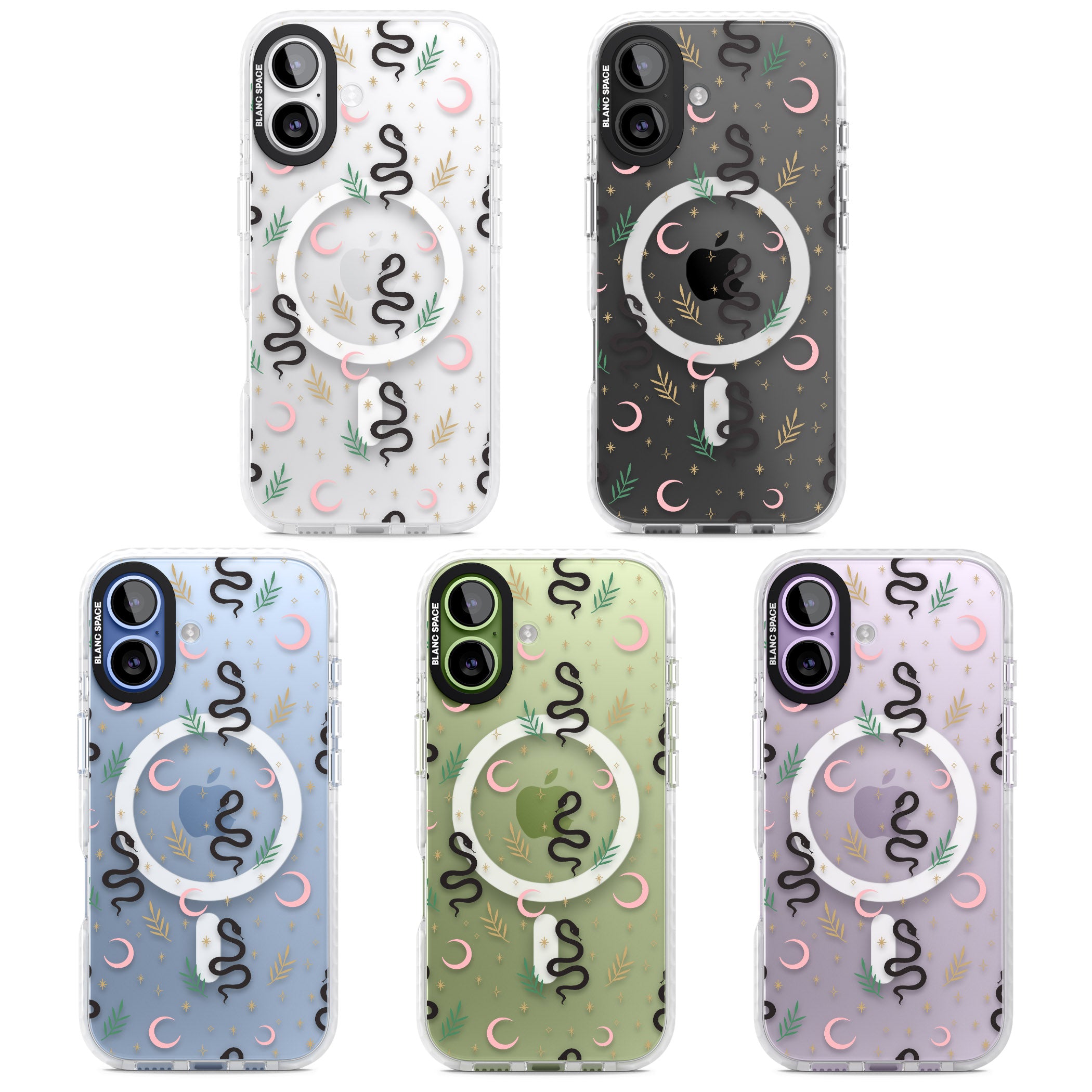 Snake & Moon Pattern iPhone 17 Impact Pro Clear Phone Case APT Impact Protection