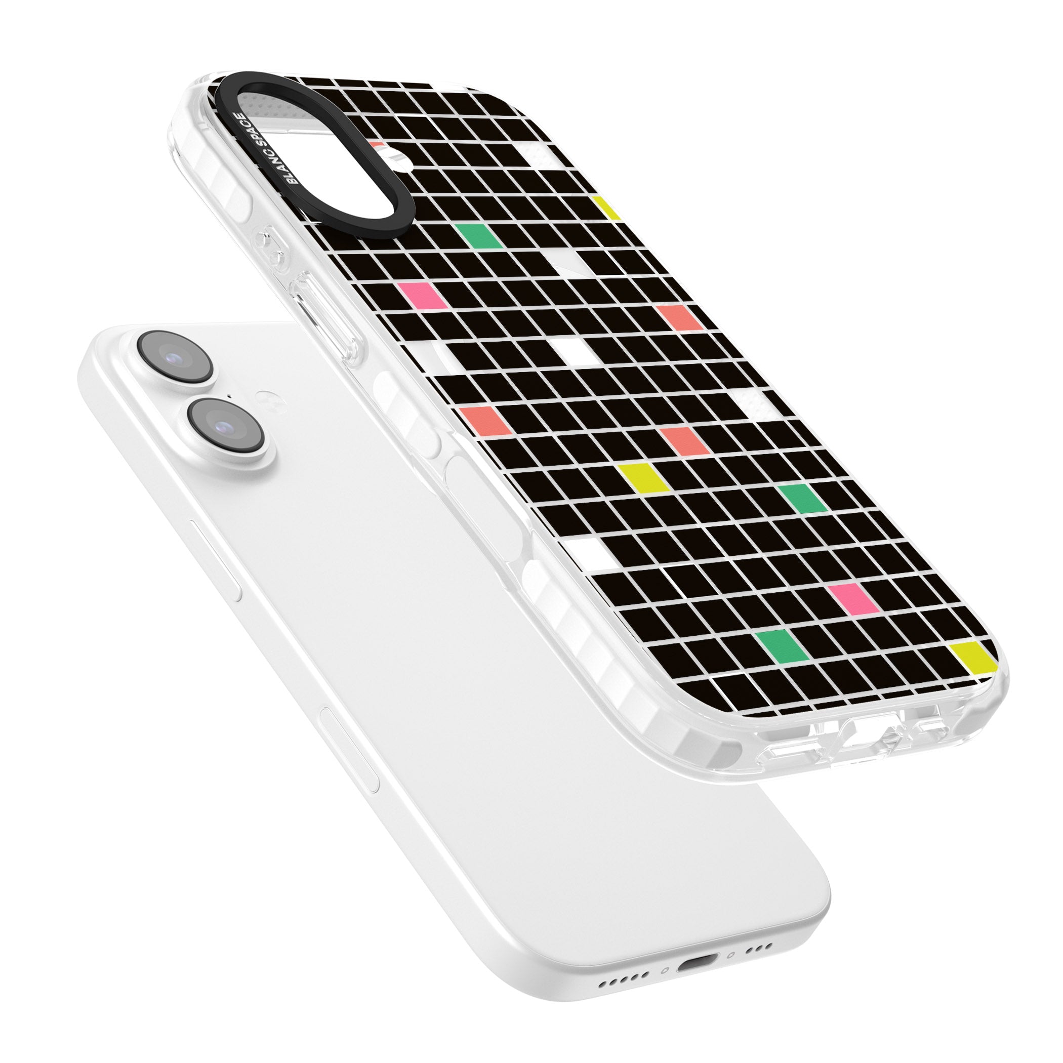 Vibrant Black Geometric Grid iPhone 17 Impact Pro Clear Phone Case Colours