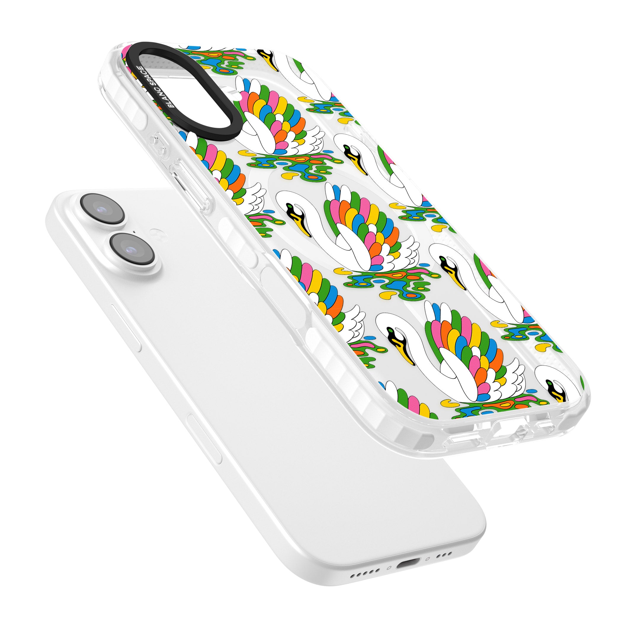 Colourful Swan Pattern iPhone 17 Impact Pro Clear Phone Case Colours