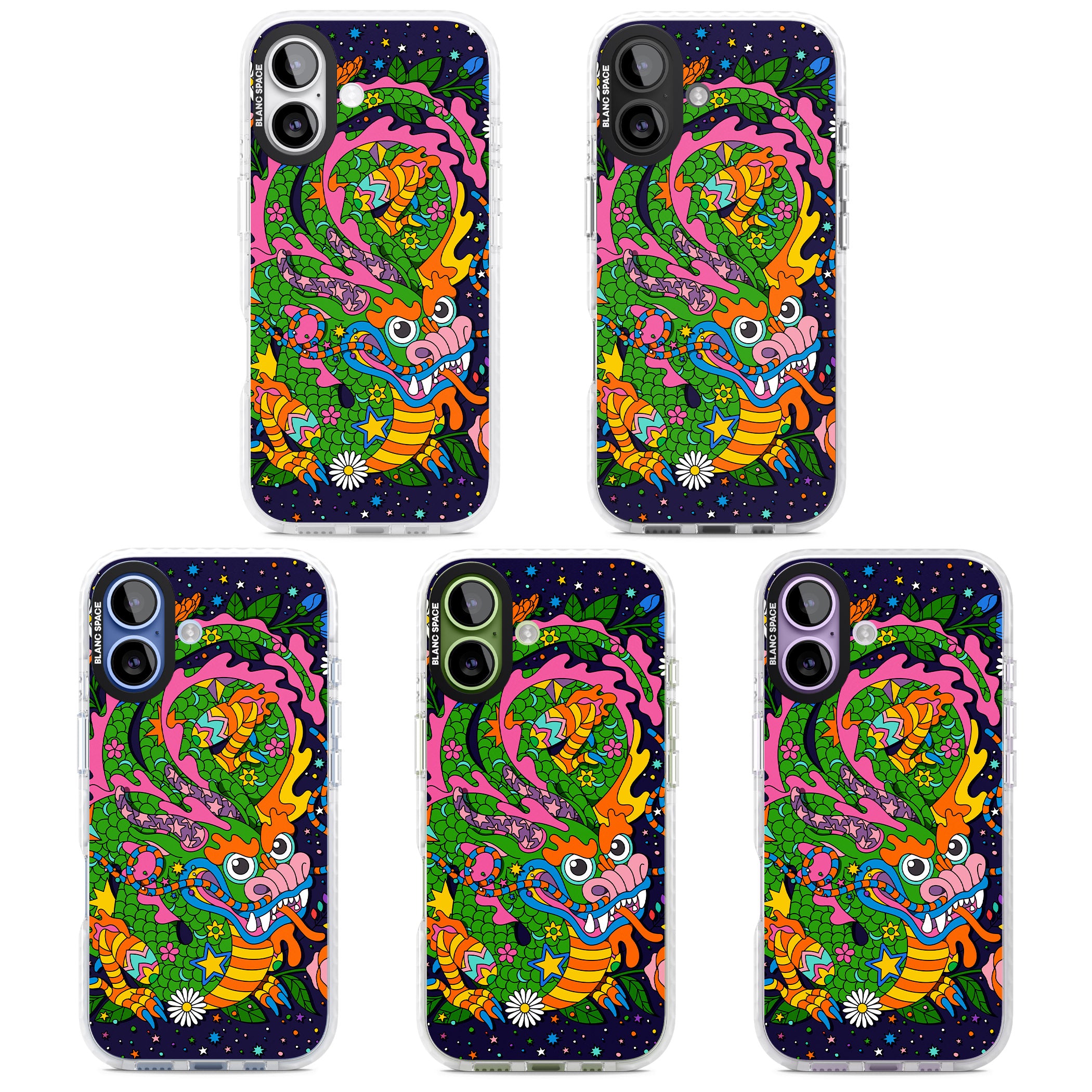 Psychedelic Jungle Dragon (Purple) iPhone 17 Impact Pro Clear Phone Case APT Impact Protection