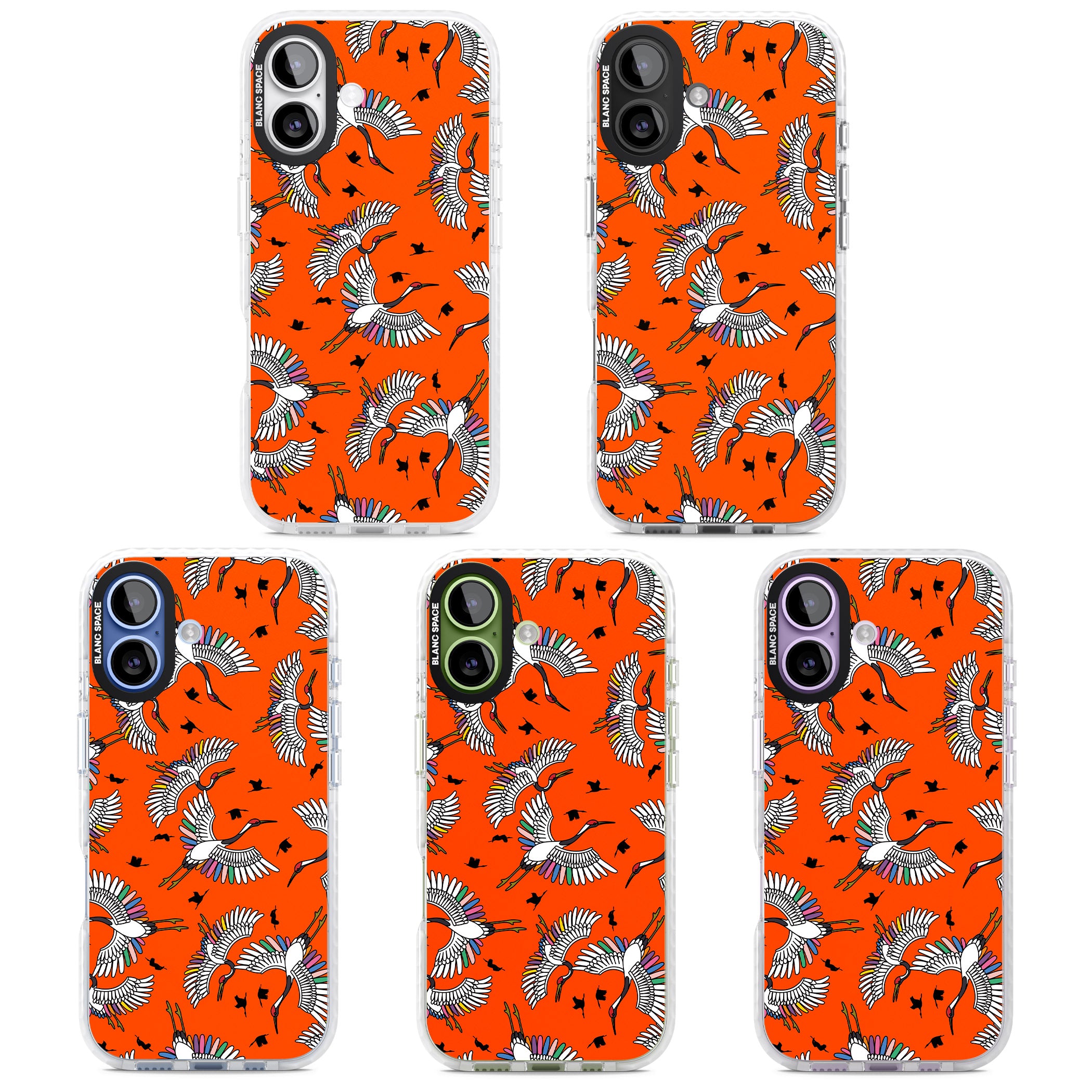 Colourful Crane Pattern (Orange) iPhone 17 Impact Pro Clear Phone Case APT Impact Protection