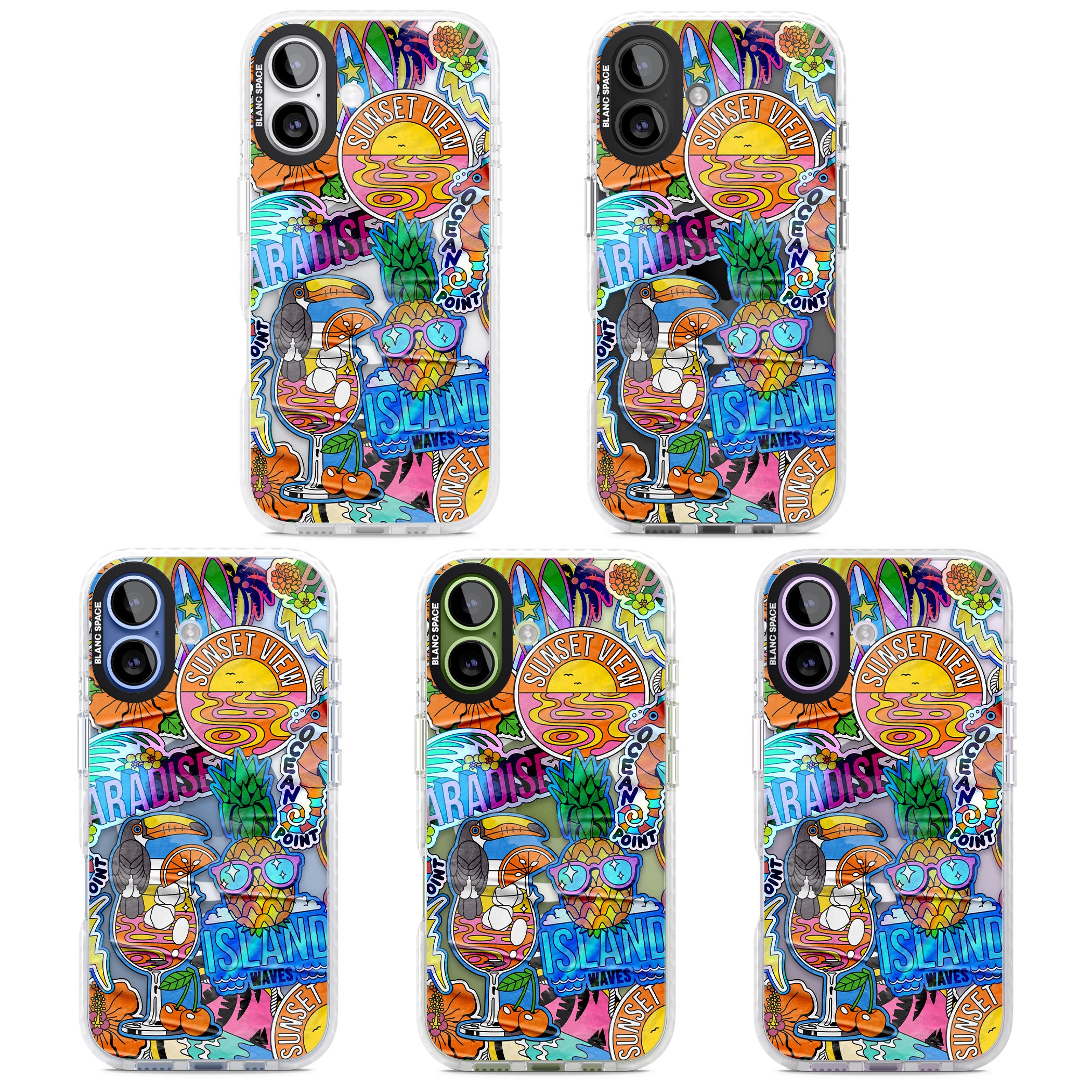 Tropical Vibes Collage iPhone 17 Impact Pro Clear Phone Case APT Impact Protection