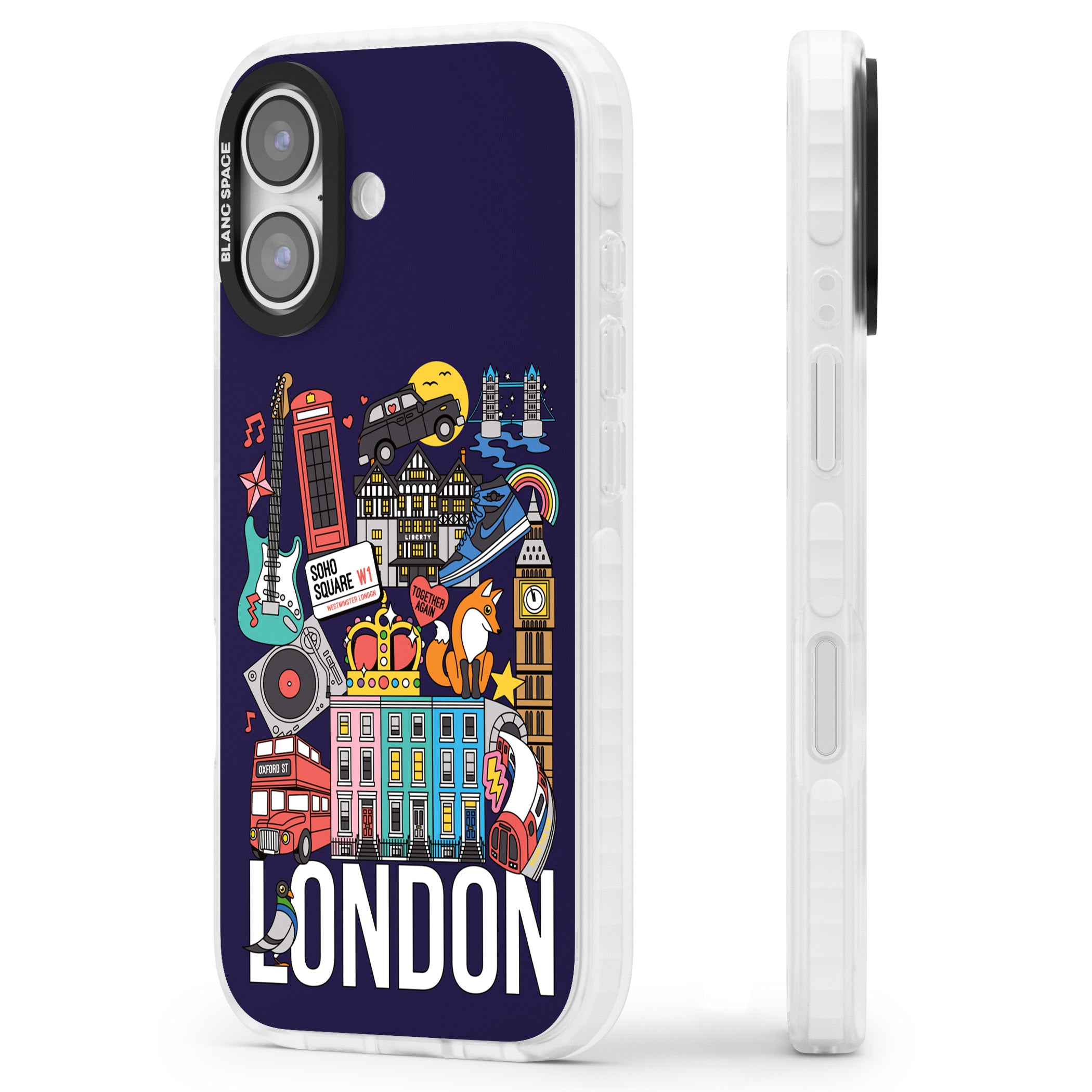 London Calling iPhone 17 Impact Pro Clear Phone Case Side Profile