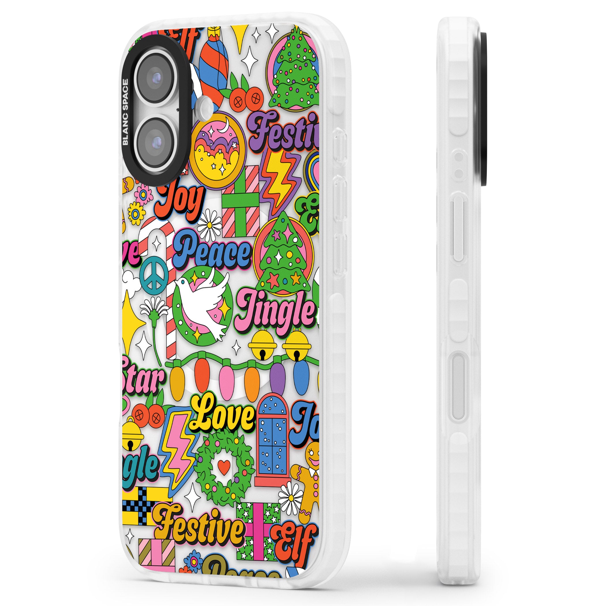 Peace & Festivities iPhone 17 Impact Pro Clear Phone Case Side Profile