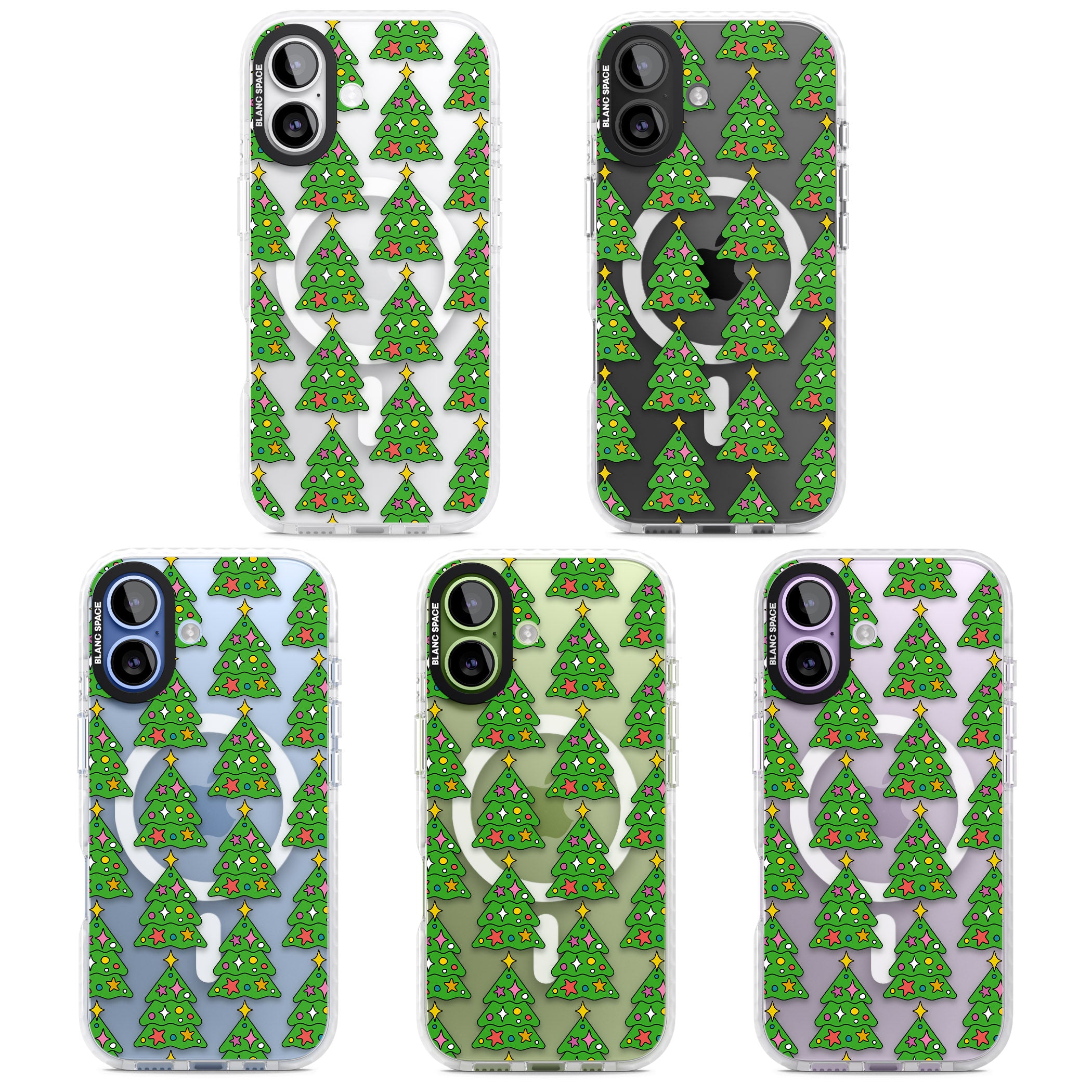 Christmas Tree Pattern (Clear) iPhone 17 Impact Pro Clear Phone Case APT Impact Protection