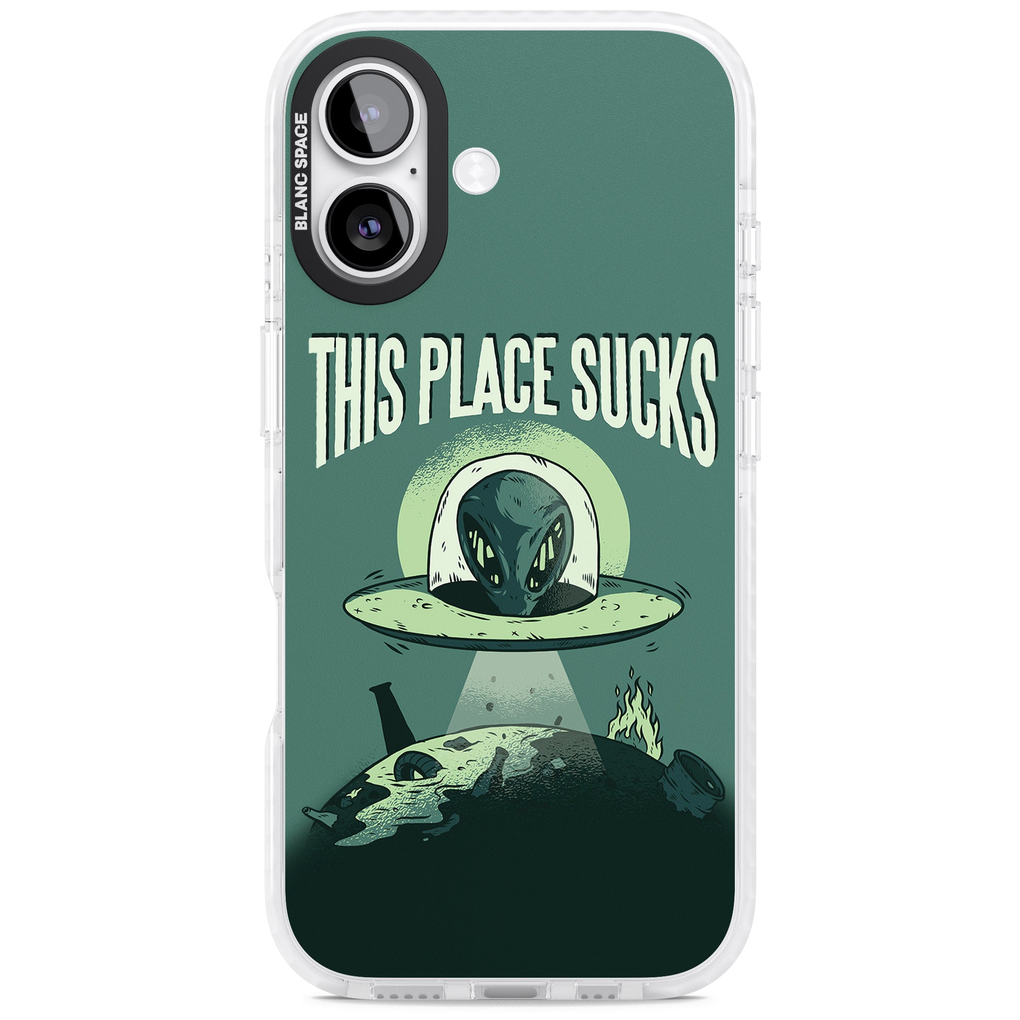 Earth Sucks iPhone 17 Impact Pro Clear Phone Case
