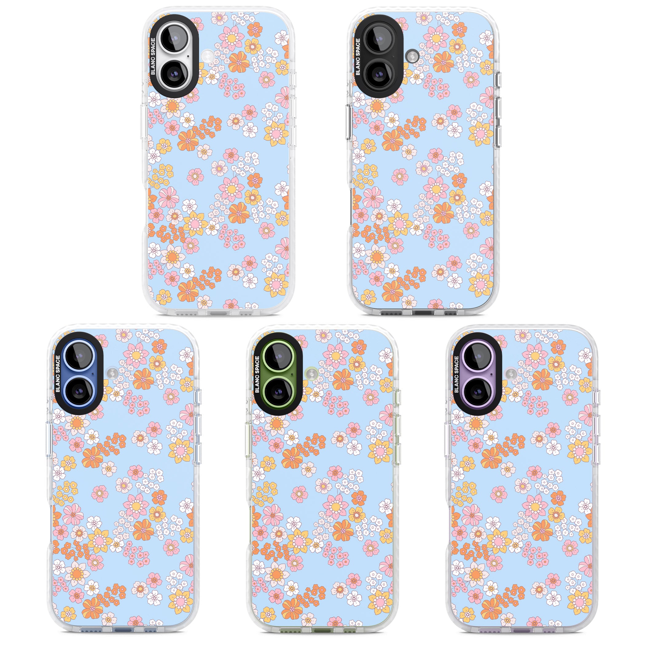 Lake Blue Flower Mix iPhone 17 Impact Pro Clear Phone Case APT Impact Protection