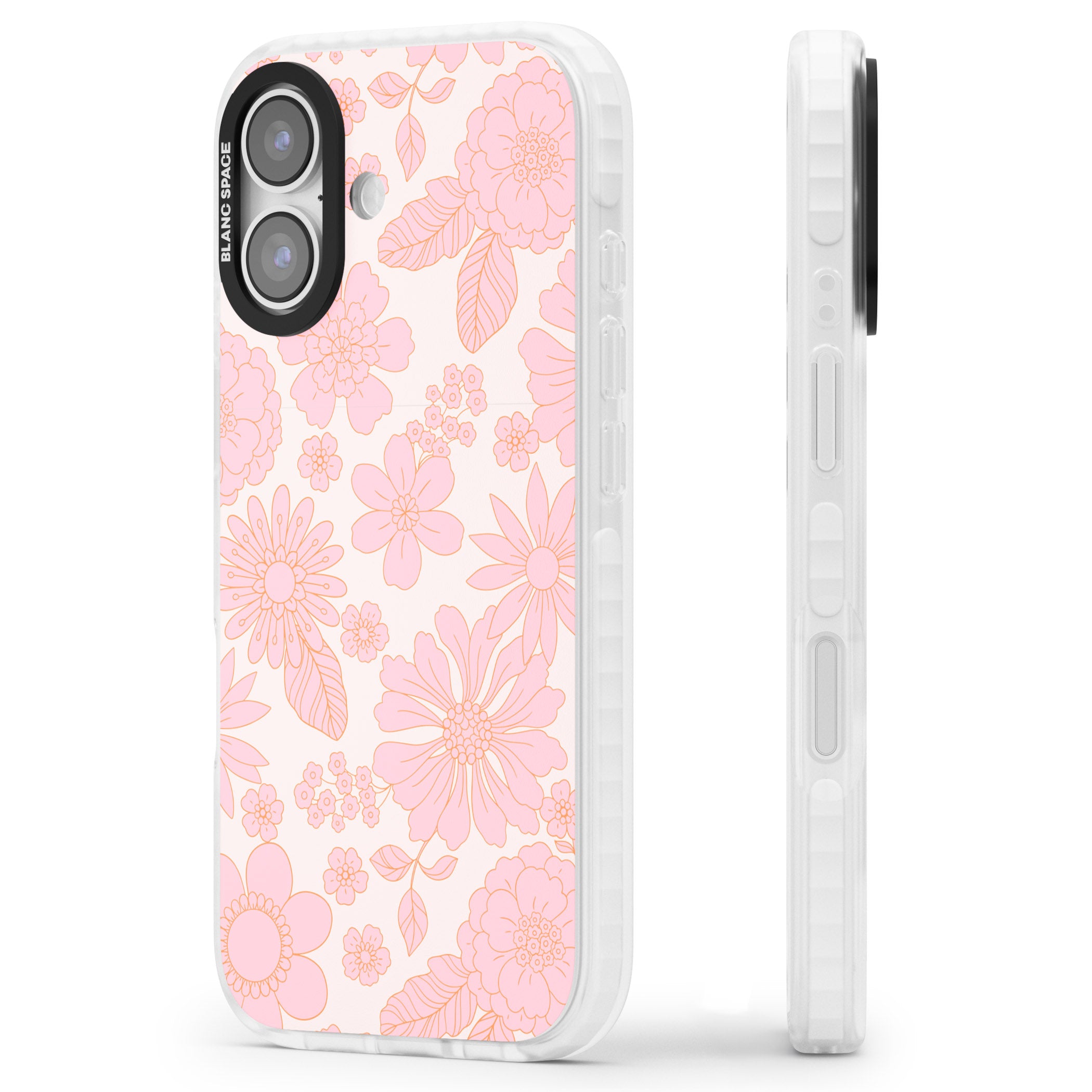 Gentle Pink Flowers iPhone 17 Impact Pro Clear Phone Case Side Profile
