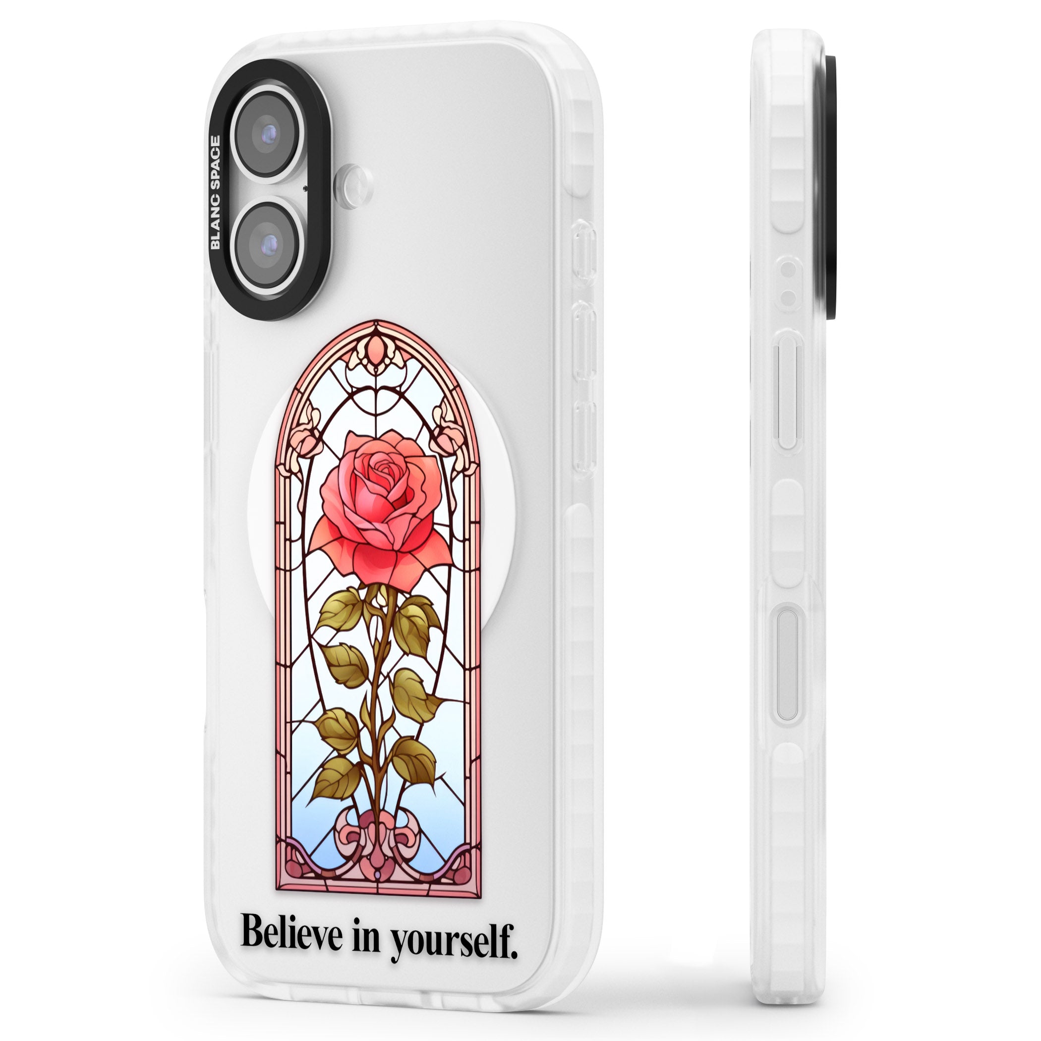 Believe In Yourself iPhone 17 Impact Pro Clear Phone Case Side Profile